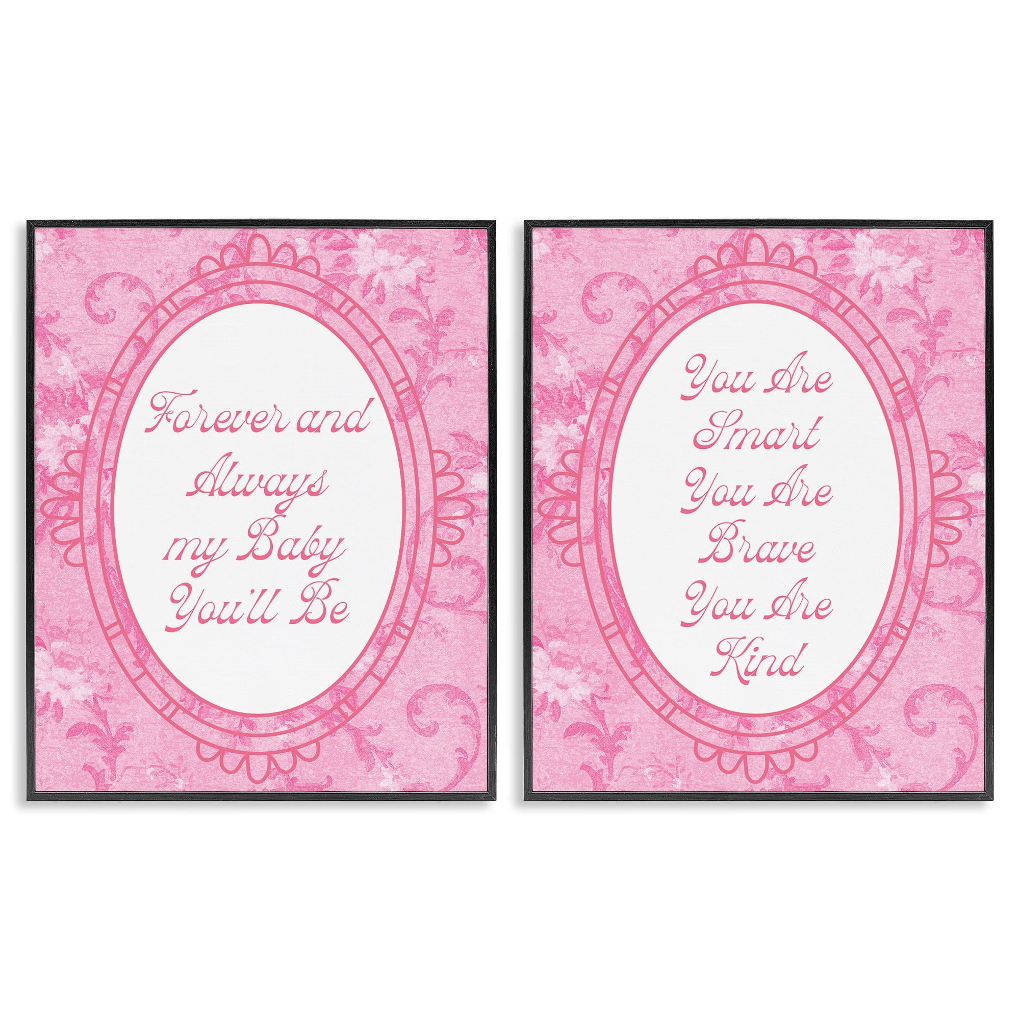 Stupell Industries Loving Pink Ornate Phrases 2 Piece Black Framed Giclee Art Set, design by Lil' Rue