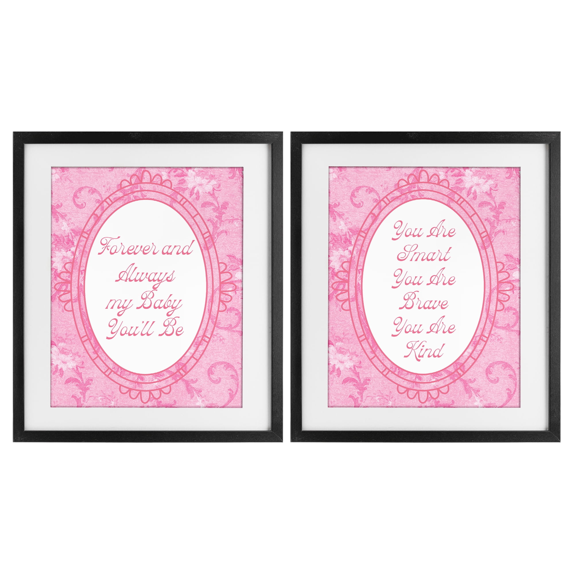Stupell Industries Loving Pink Ornate Phrases 2 Piece Black Framed Print Under Glass Set, design by Lil' Rue