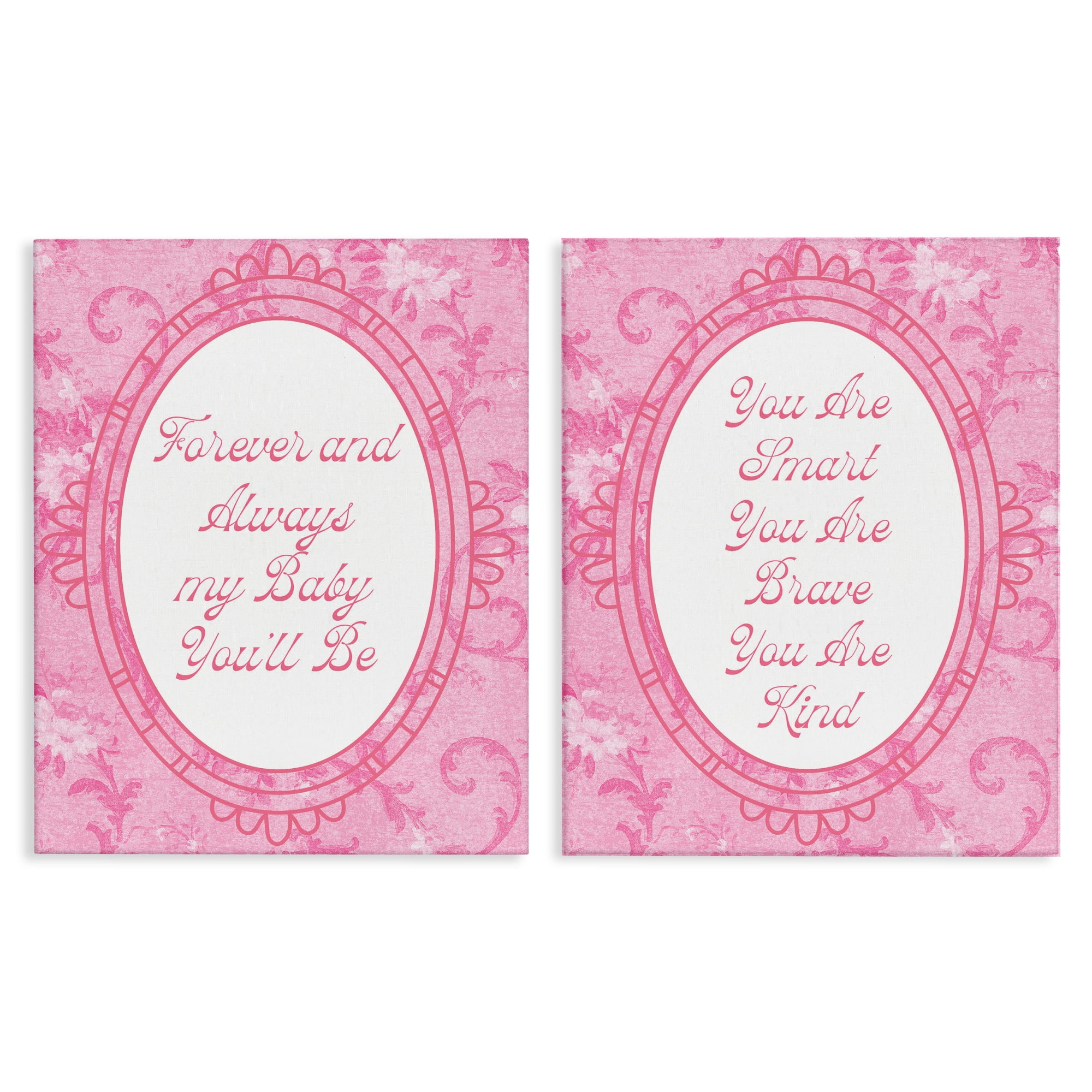 Stupell Industries Loving Pink Ornate Phrases 2 Piece Canvas Wall Art Set, design by Lil' Rue