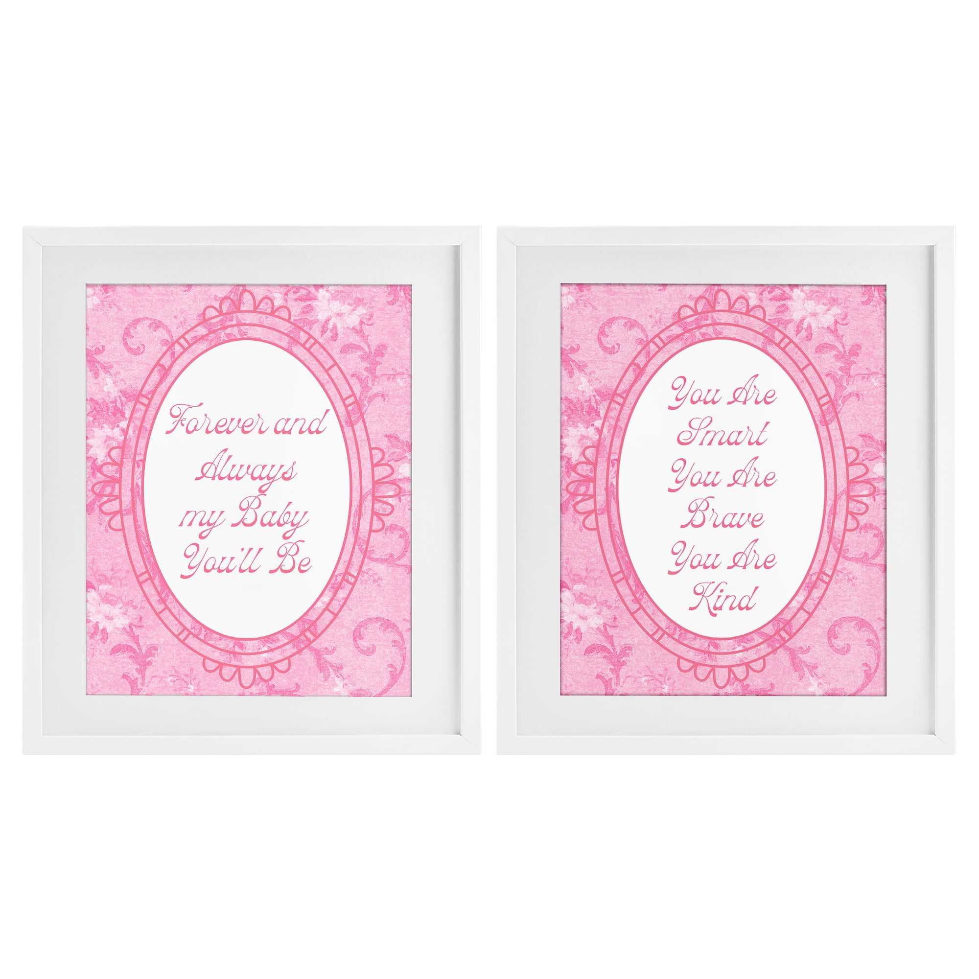Stupell Industries Loving Pink Ornate Phrases 2 Piece White Framed Print Under Glass Set, design by Lil' Rue