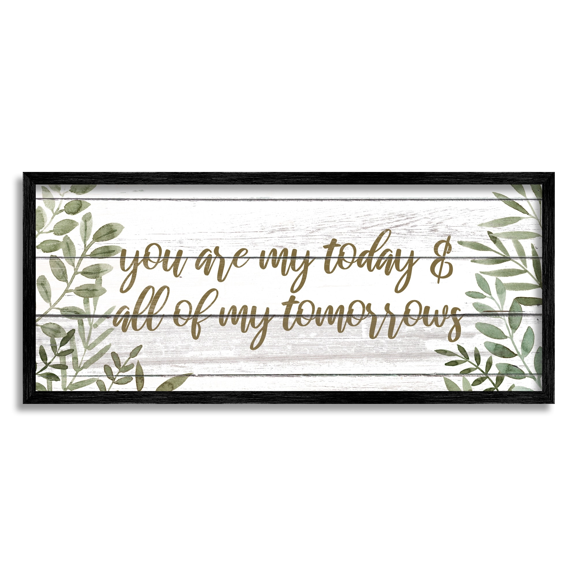 Stupell Industries Loving Romance Calligraphy Quote Botanical Leaves Graphic Art Black Framed Art Print Wall Art, Design by Grace Popp