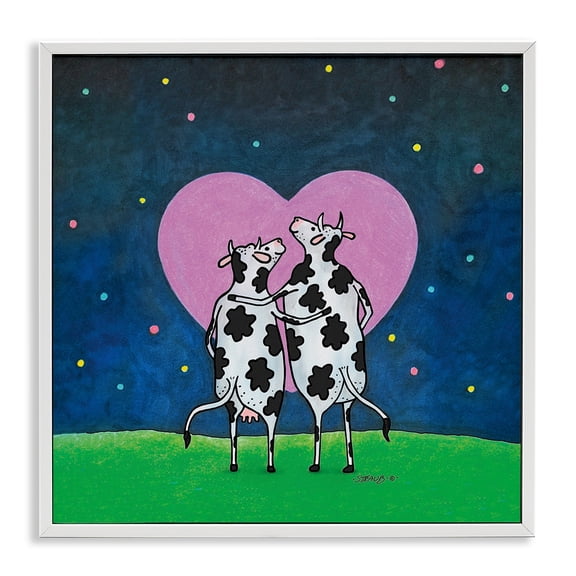 Stupell Industries Loving Significant Udder Romantic Painting White Framed Art Print Wall Art, 17 x 17