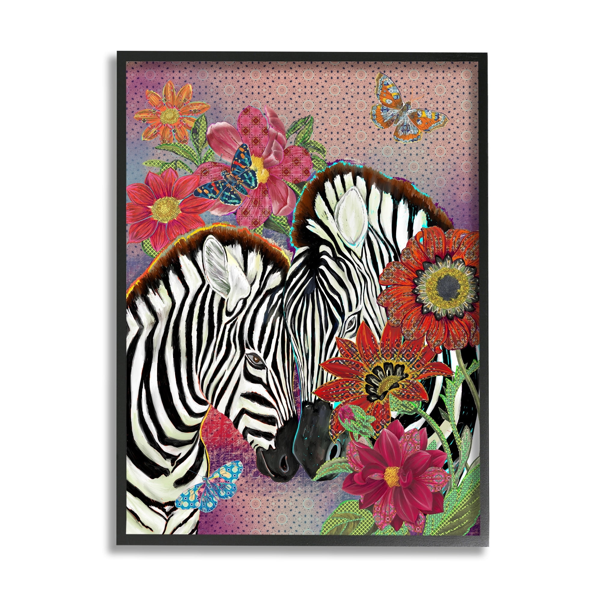 Stupell Industries Loving Zebra Pair over Pink Arabesque Pattern Black Framed, 11 x 14, Design by Sangita Bachelet