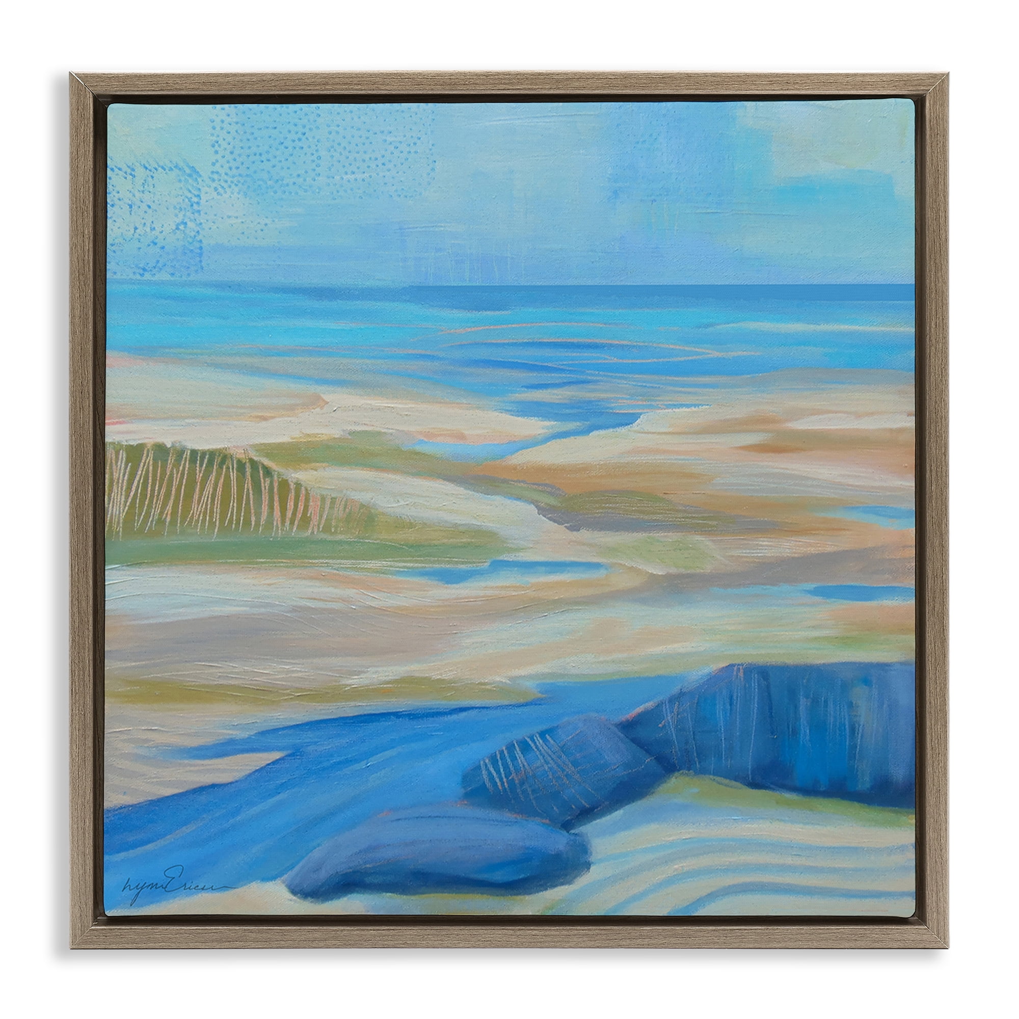 Stupell Industries Low Tide Azure Dunes Brown Framed Floater Canvas Wall Art, design by Lynn Ericson Fine Art
