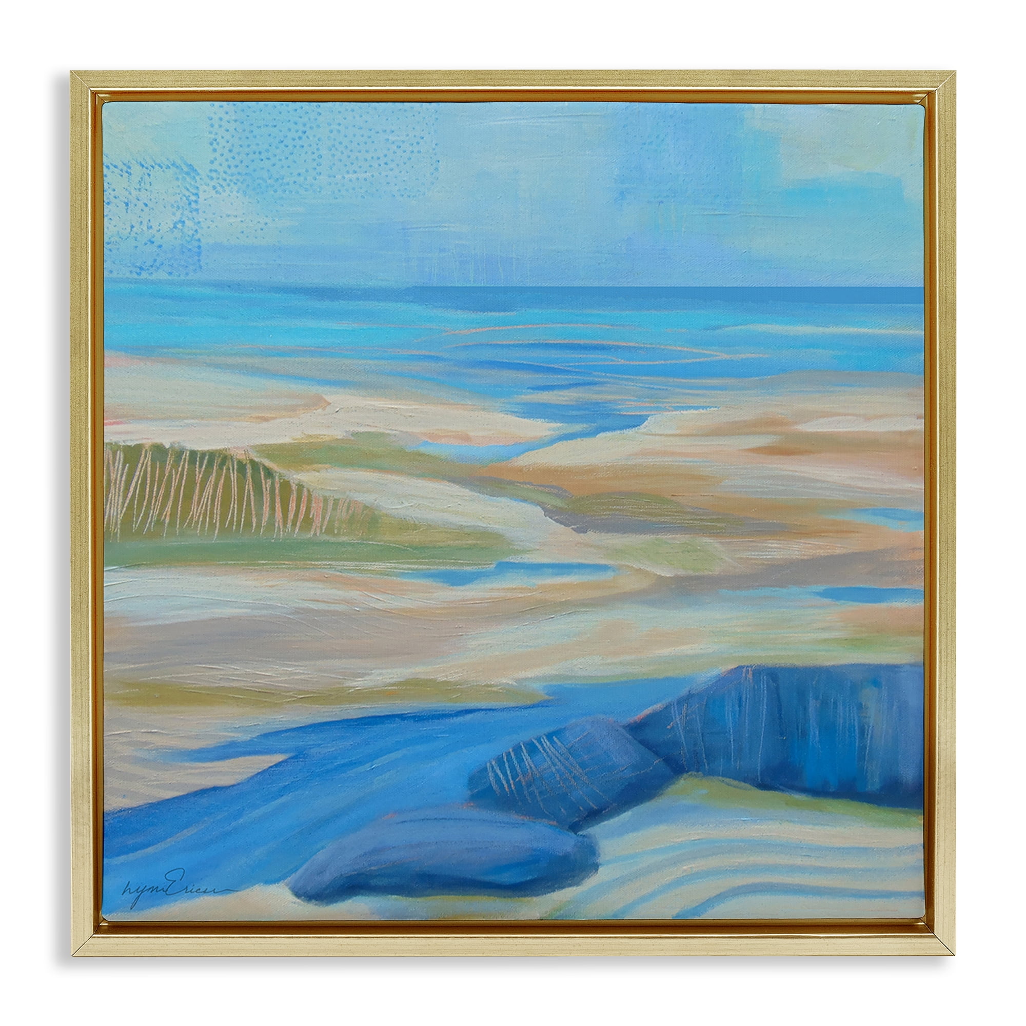 Stupell Industries Low Tide Azure Dunes Gold Framed Floater Canvas Wall Art, design by Lynn Ericson Fine Art
