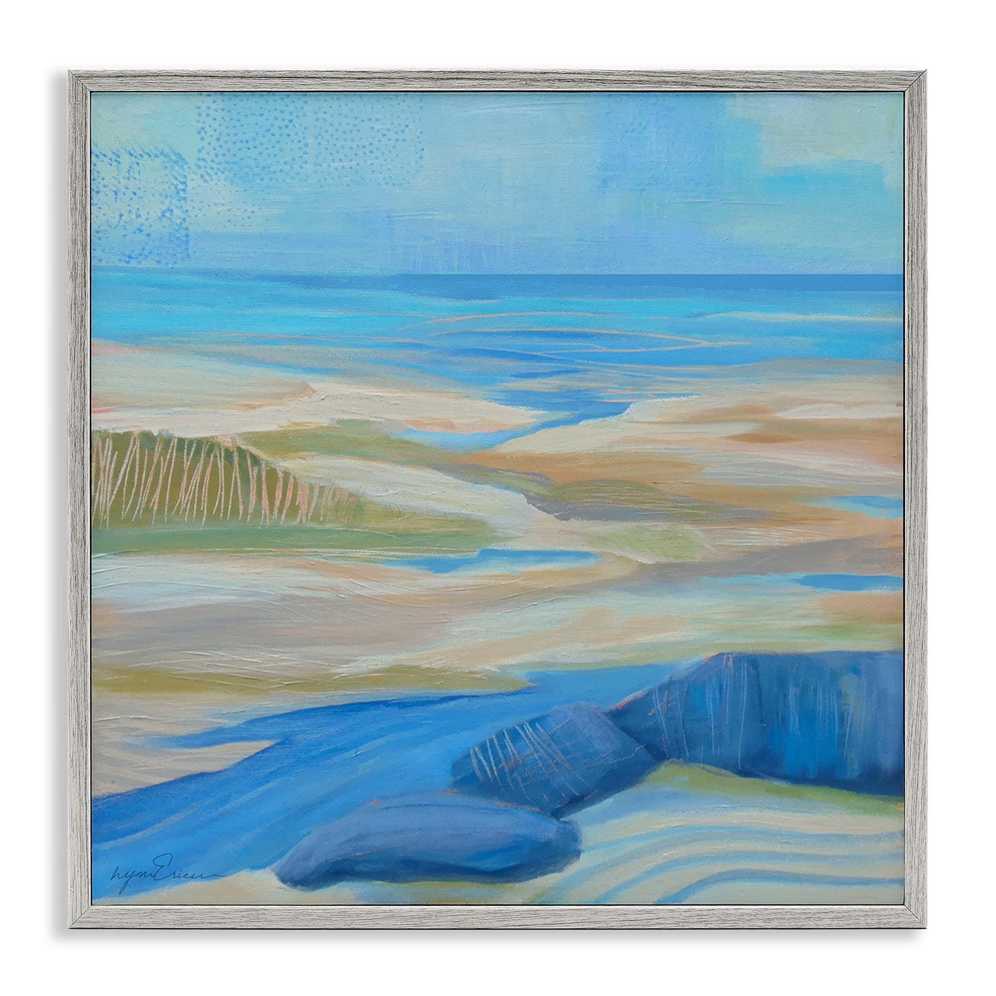 Stupell Industries Low Tide Azure Dunes Gray Framed Giclee Art, design by Lynn Ericson Fine Art