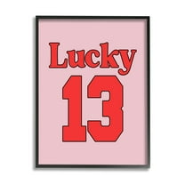 Stupell Industries Lucky 13 Varsity Text Typography Painting Black Framed Art Print Wall Art, 11 x 14
