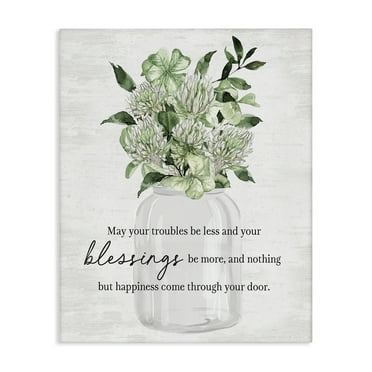 Stupell Industries Lucky Clover Blessing Botanical & Floral Painting Gallery Wrapped Canvas Art Print Wall Art, 16 x 20