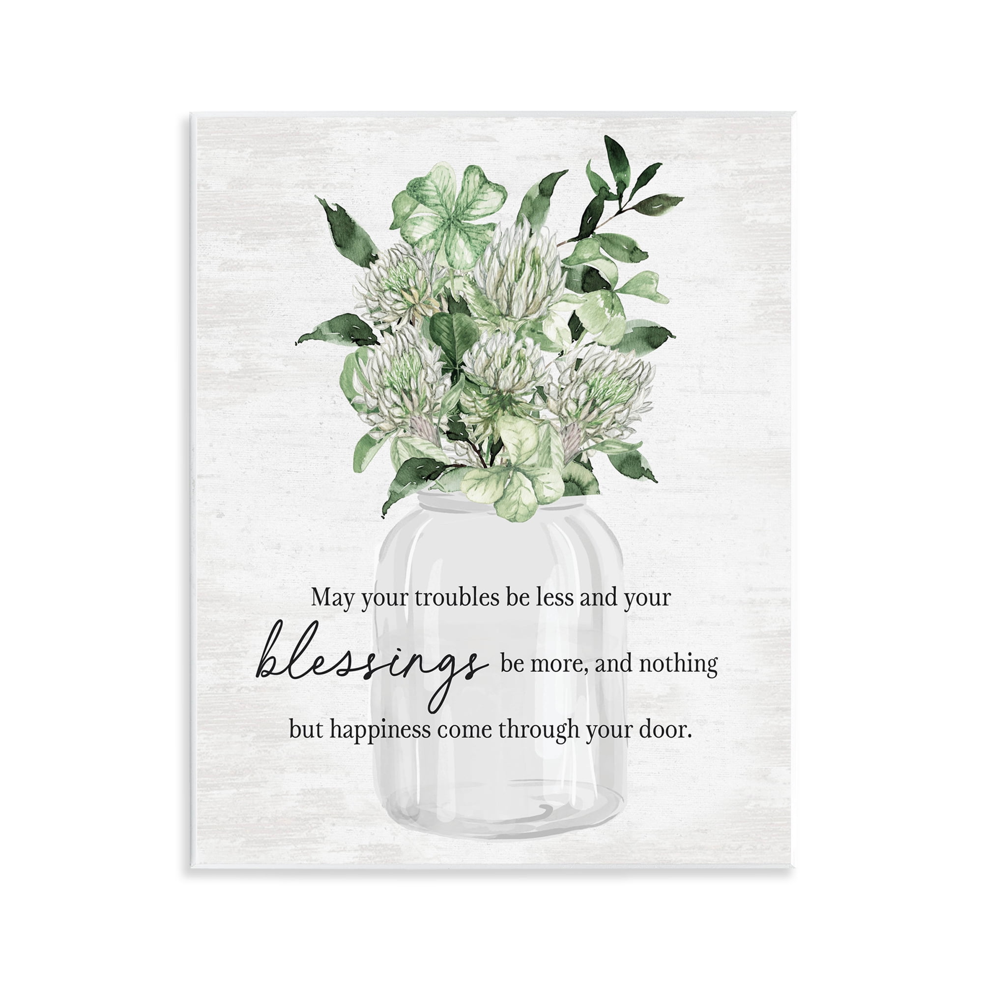 Stupell Industries Lucky Clover Blessing Botanical & Floral Painting Unframed Art Print Wall Art, 11 x 14