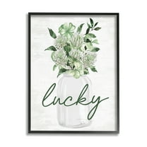 Stupell Industries Lucky Clover Herb Bouquet Botanical & Floral Painting Black Framed Art Print Wall Art, 11 x 14