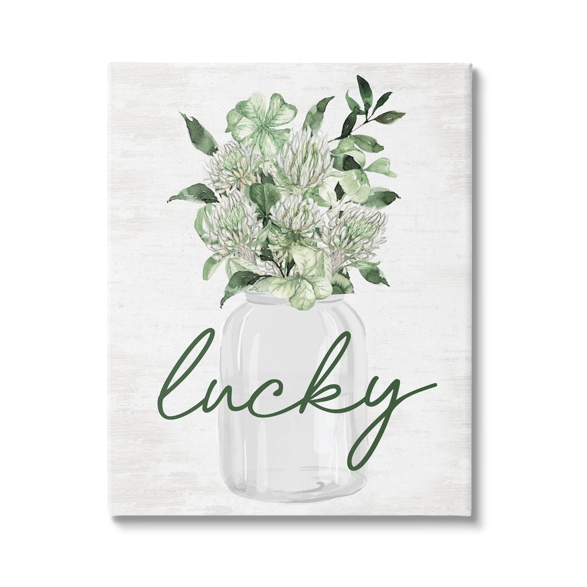 Stupell Industries Lucky Clover Herb Bouquet Botanical & Floral Painting Gallery Wrapped Canvas Art Print Wall Art, 16 x 20