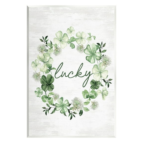 Stupell Industries Lucky Clover Wreath Botanical & Floral Painting Unframed Art Print Wall Art, 10 x 15