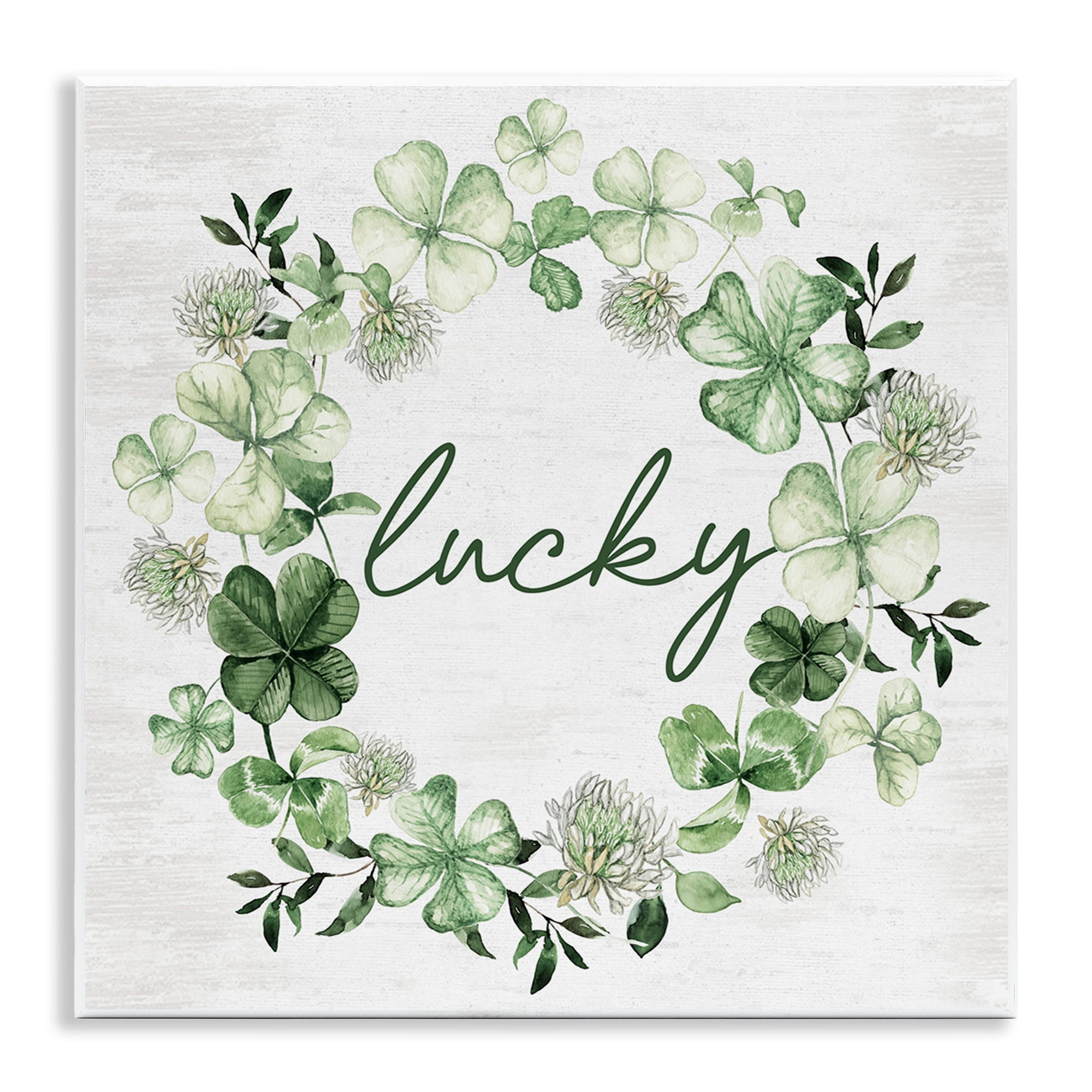 Stupell Industries Lucky Clover Wreath Botanical & Floral Painting Unframed Art Print Wall Art, 12 x 12