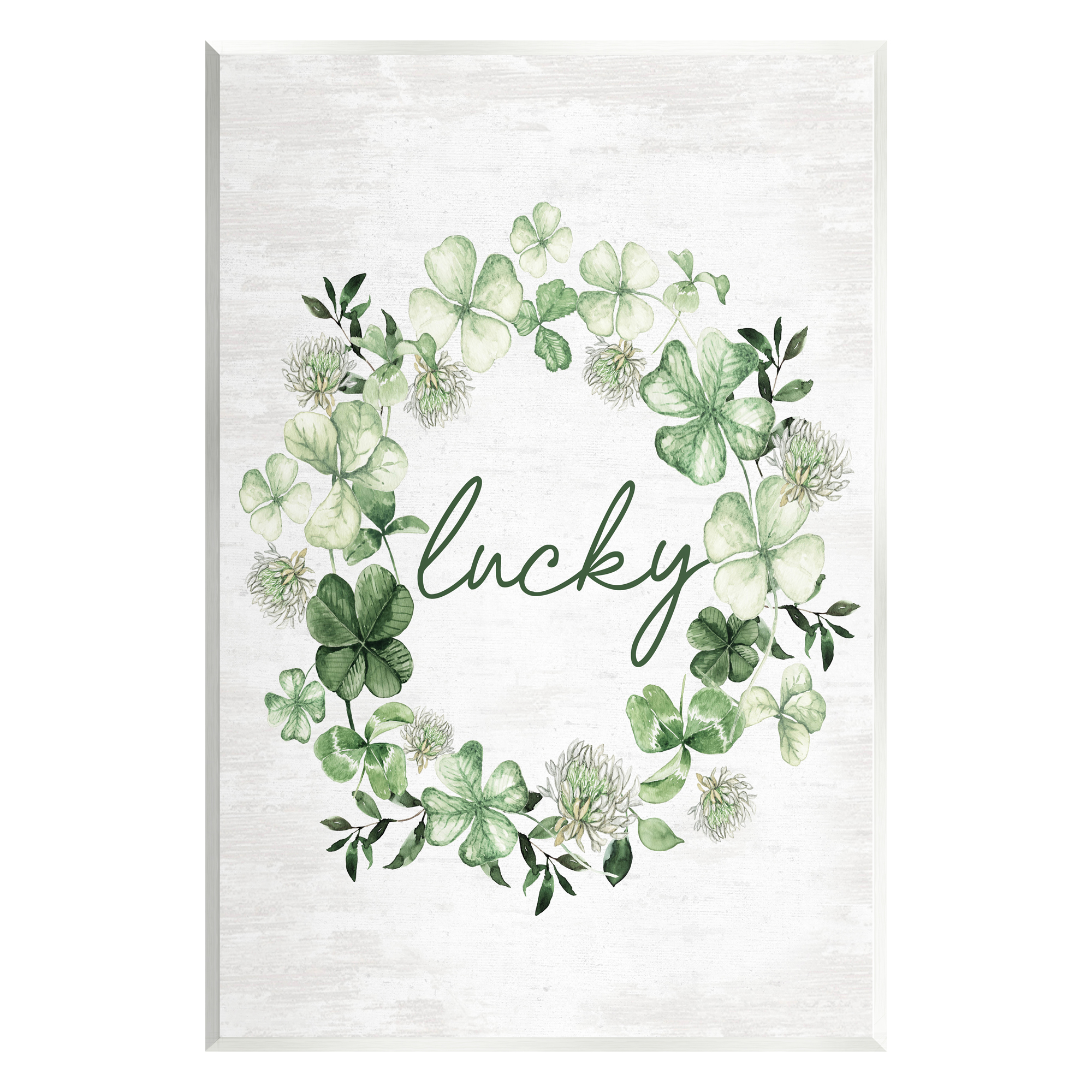 Stupell Industries Lucky Clover Wreath Botanical & Floral Painting Unframed Art Print Wall Art, 13 x 19