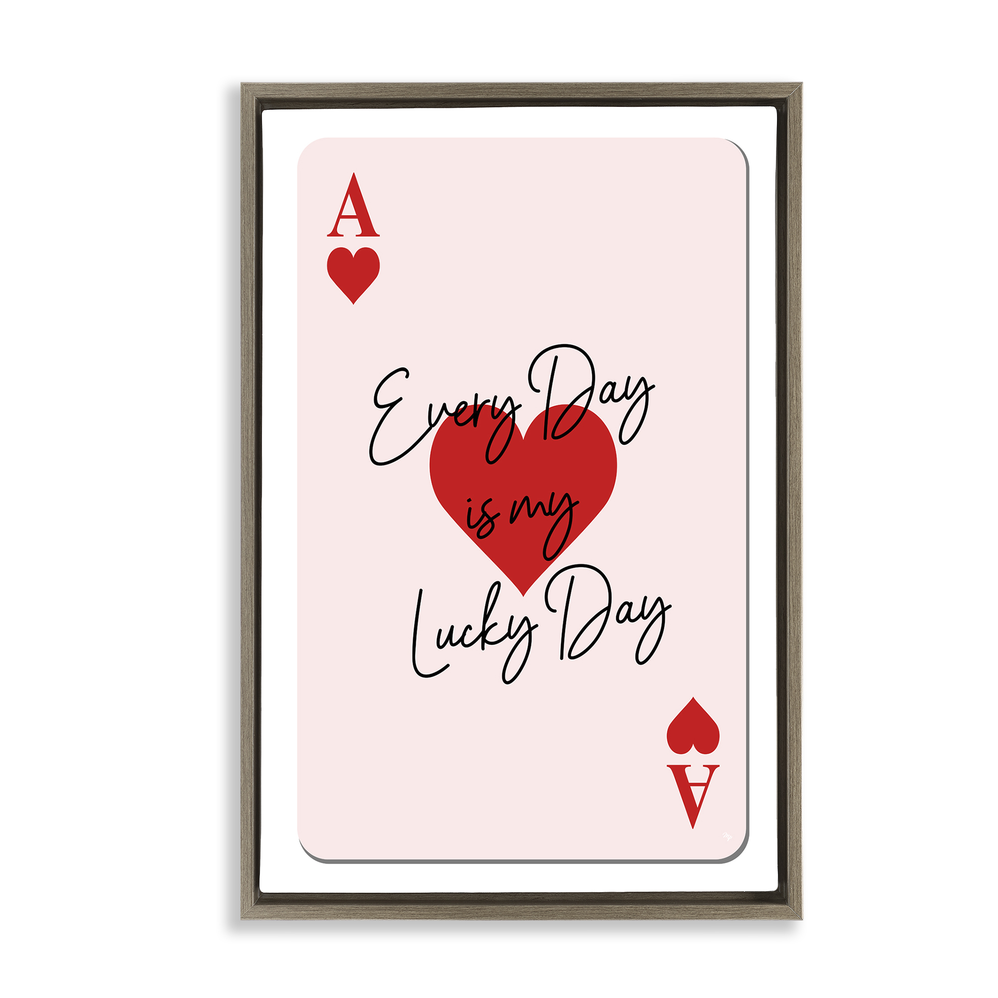 Stupell Industries Lucky Day Card Design Entertainment Painting Brown Floater Framed Canvas Art Print Wall Art, 17 x 25