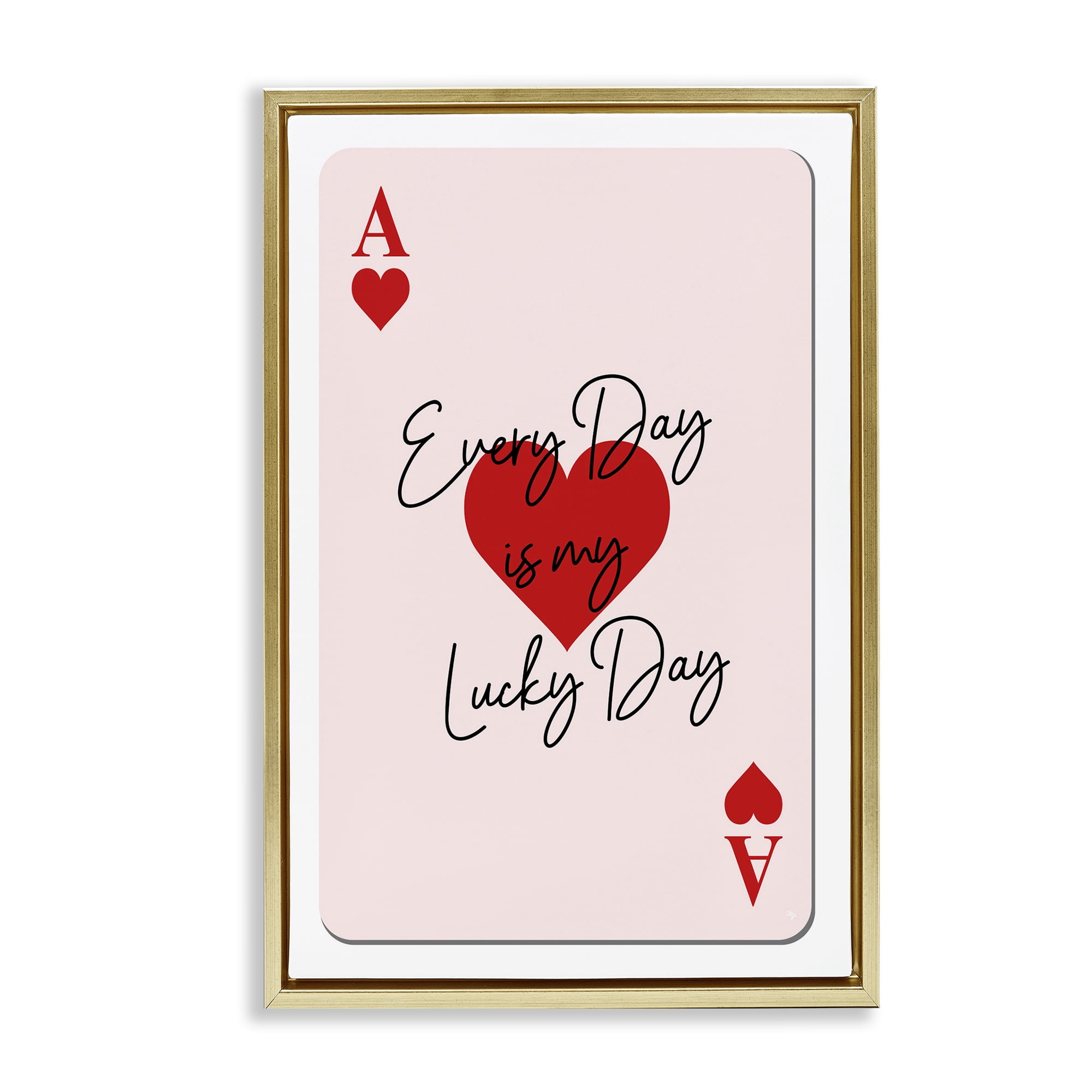 Stupell Industries Lucky Day Card Design Entertainment Painting Gold Floater Framed Canvas Art Print Wall Art, 17 x 25