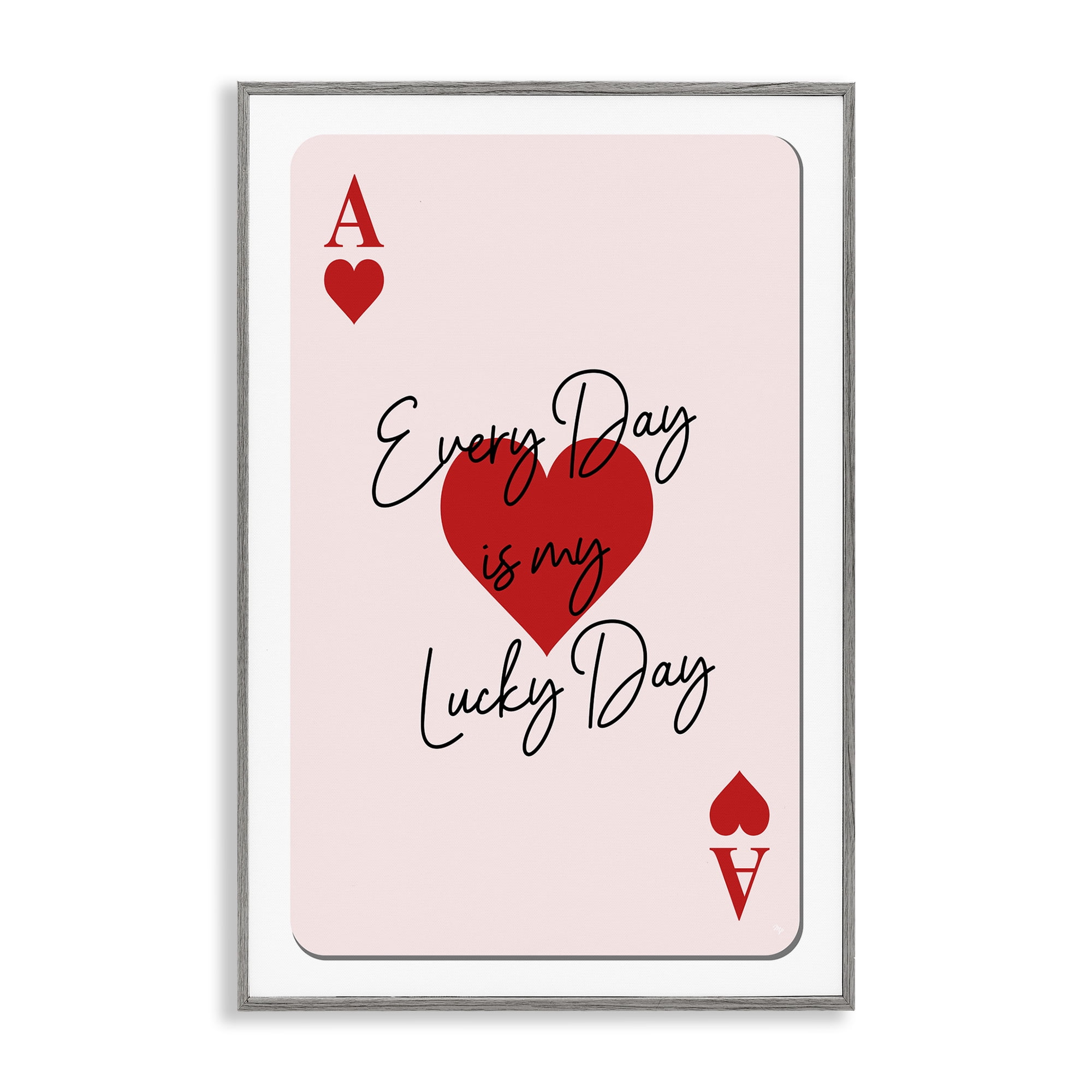 Stupell Industries Lucky Day Card Design Entertainment Painting Gray Framed Art Print Wall Art, 12 x 18