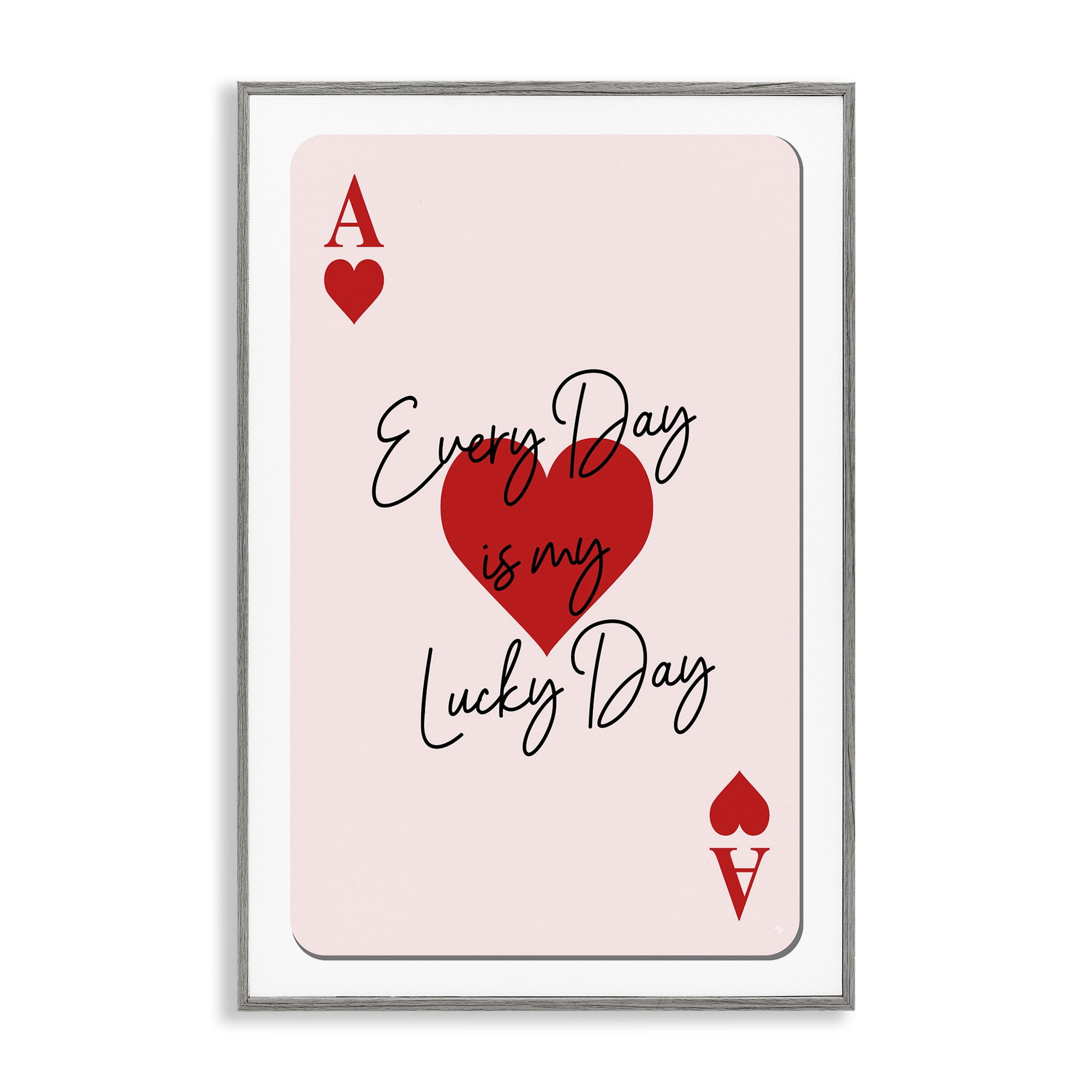 Stupell Industries Lucky Day Card Design Entertainment Painting Gray Framed Art Print Wall Art, 20 x 30