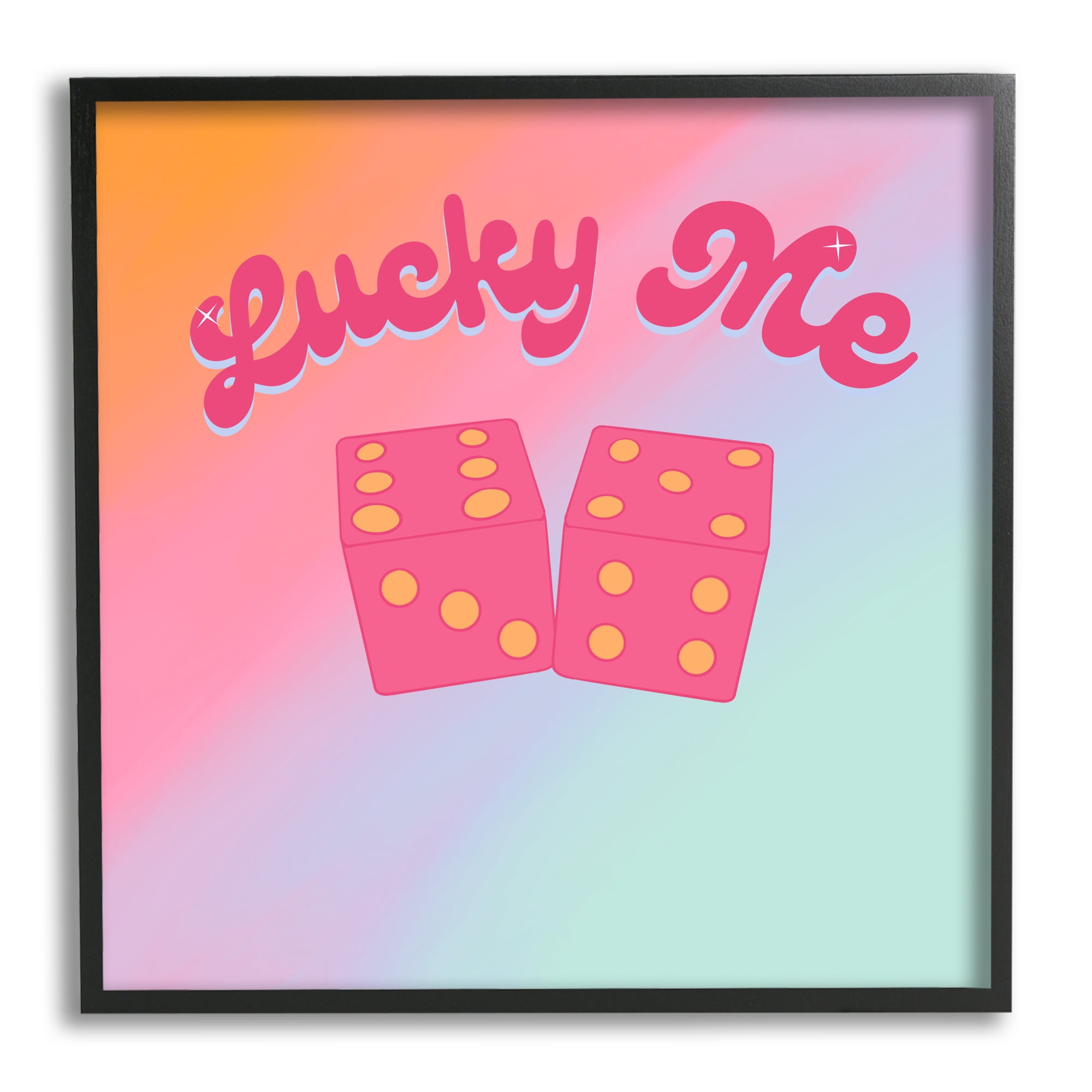 Stupell Industries Lucky Me Pastel Rainbow Religious Painting Black Framed Art Print Wall Art