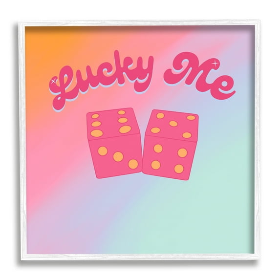 Stupell Industries Lucky Me Pastel Rainbow Religious Painting White Framed Art Print Wall Art