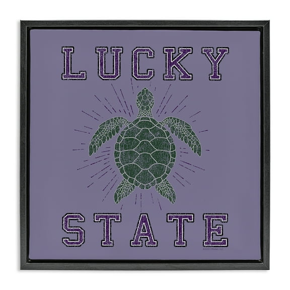 Stupell Industries Lucky Sea Turtle State Animals Painting Black Floater Framed Canvas Art Print Wall Art, 18 x 18