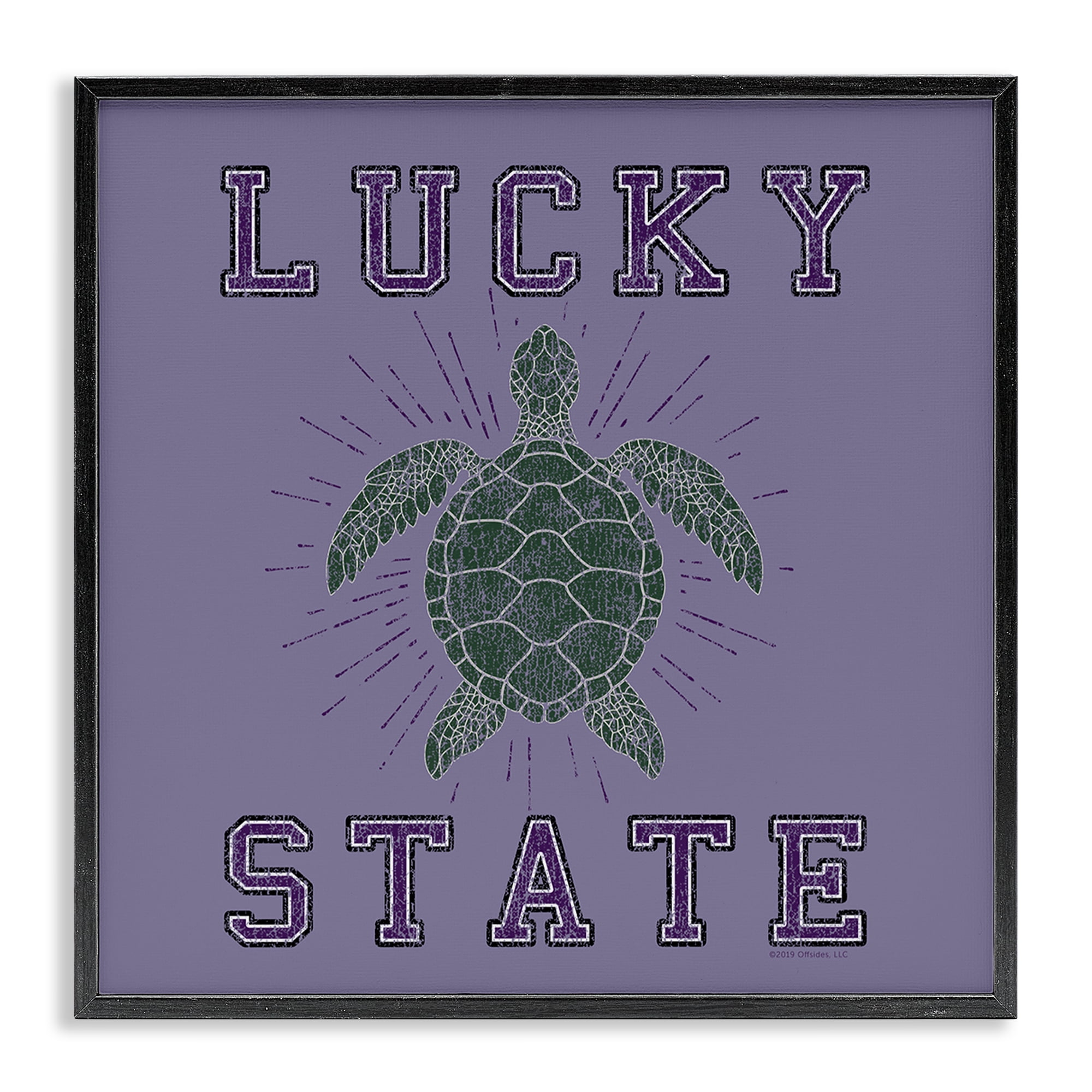 Stupell Industries Lucky Sea Turtle State Animals Painting Black Framed Art Print Wall Art, 12 x 12