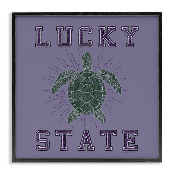 Stupell Industries Lucky Sea Turtle State Animals Painting Black Framed Art Print Wall Art, 12 x 12