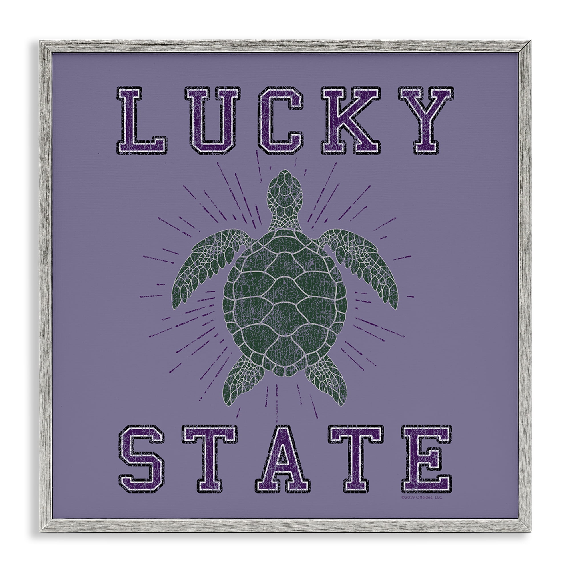 Stupell Industries Lucky Sea Turtle State Animals Painting Gray Framed Art Print Wall Art, 17 x 17