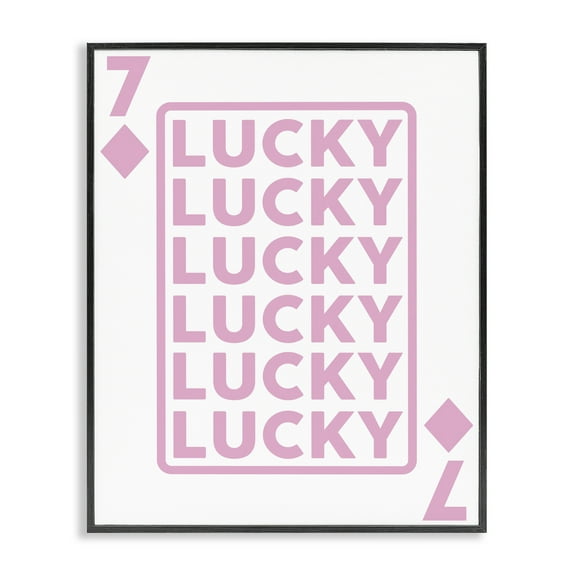 Stupell Industries Lucky Seven of Diamonds Entertainment Painting Black Framed Art Print Wall Art, 11 x 14