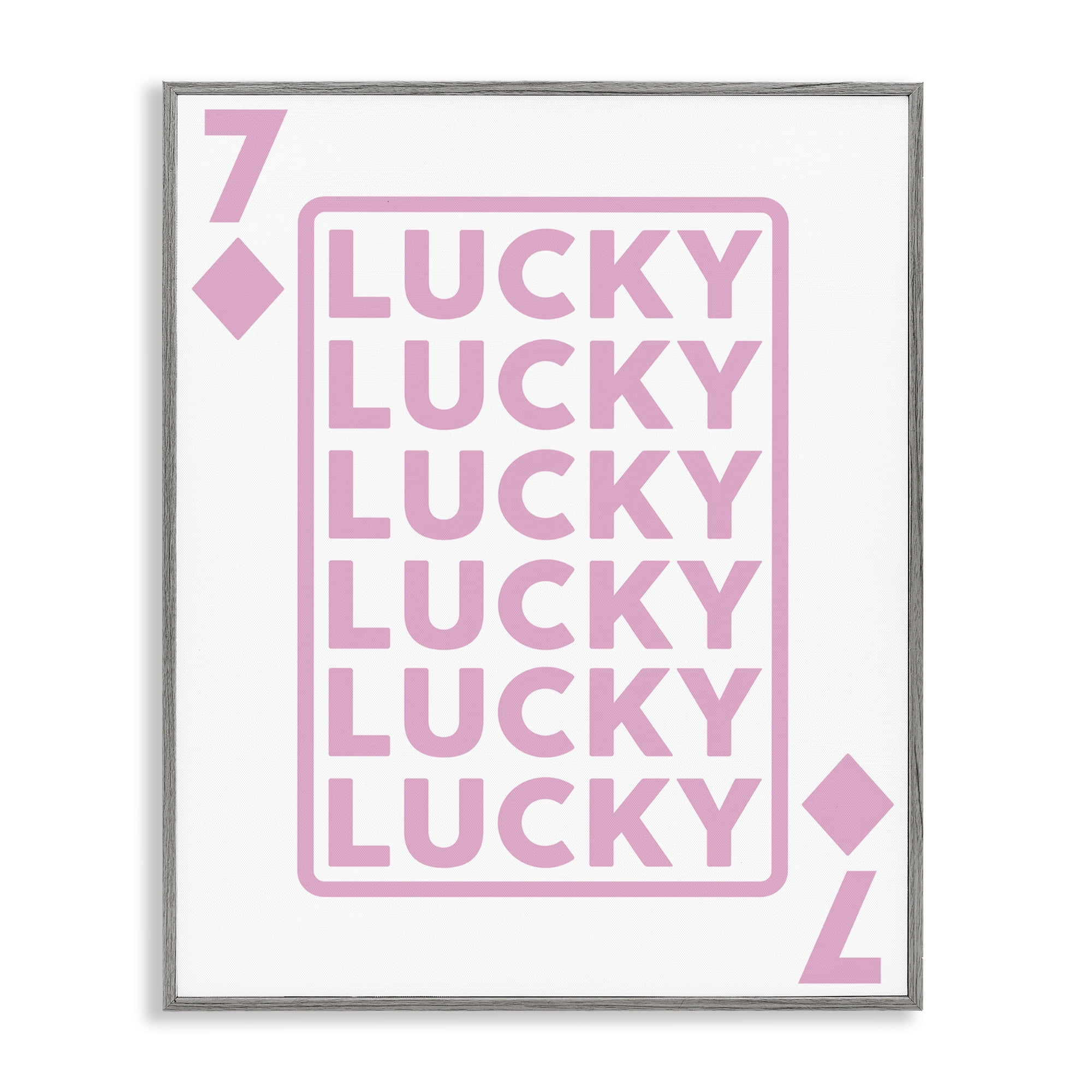Stupell Industries Lucky Seven of Diamonds Entertainment Painting Gray Framed Art Print Wall Art, 11 x 14