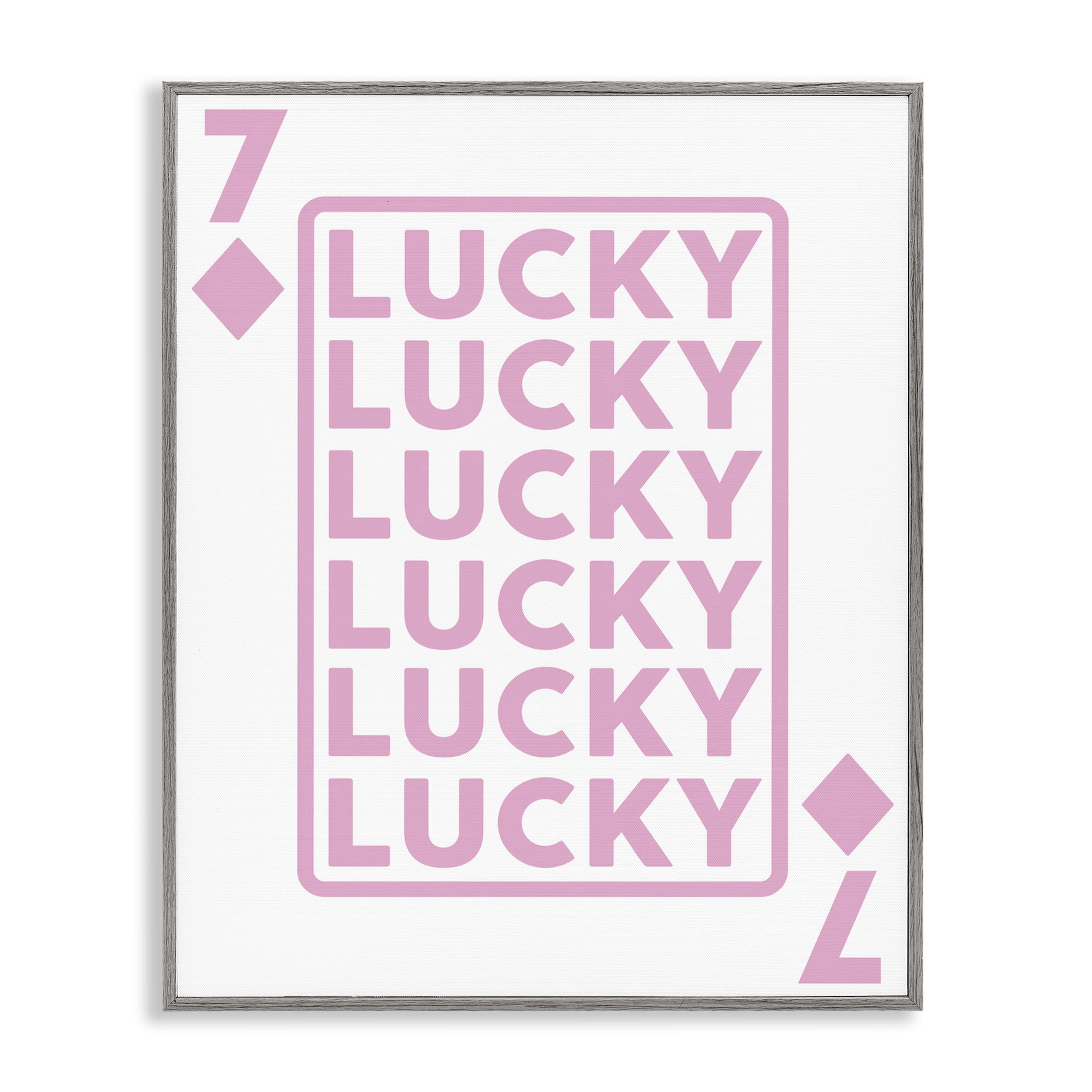 Stupell Industries Lucky Seven of Diamonds Entertainment Painting Gray Framed Art Print Wall Art, 24 x 30