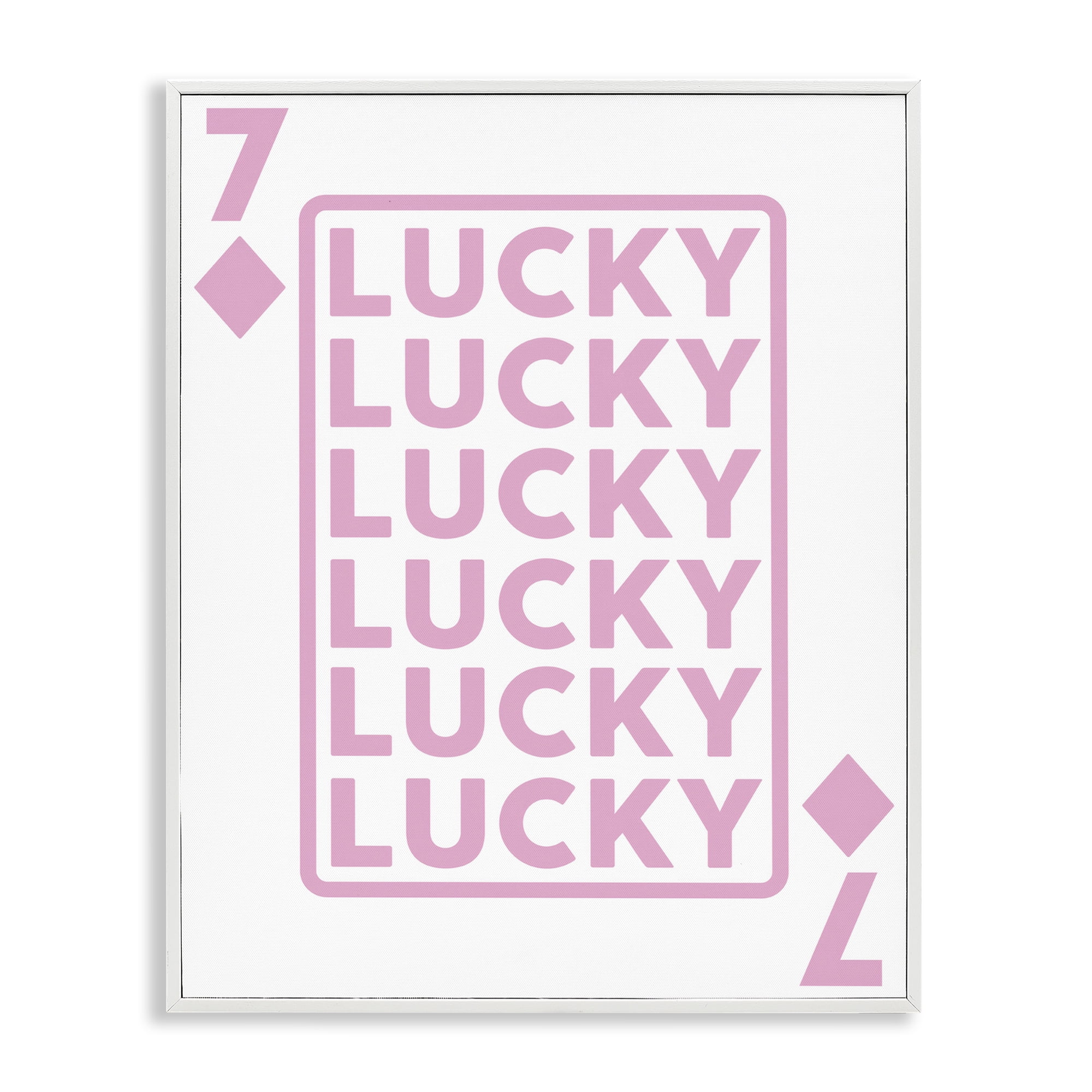 Stupell Industries Lucky Seven of Diamonds Entertainment Painting White Framed Art Print Wall Art, 11 x 14