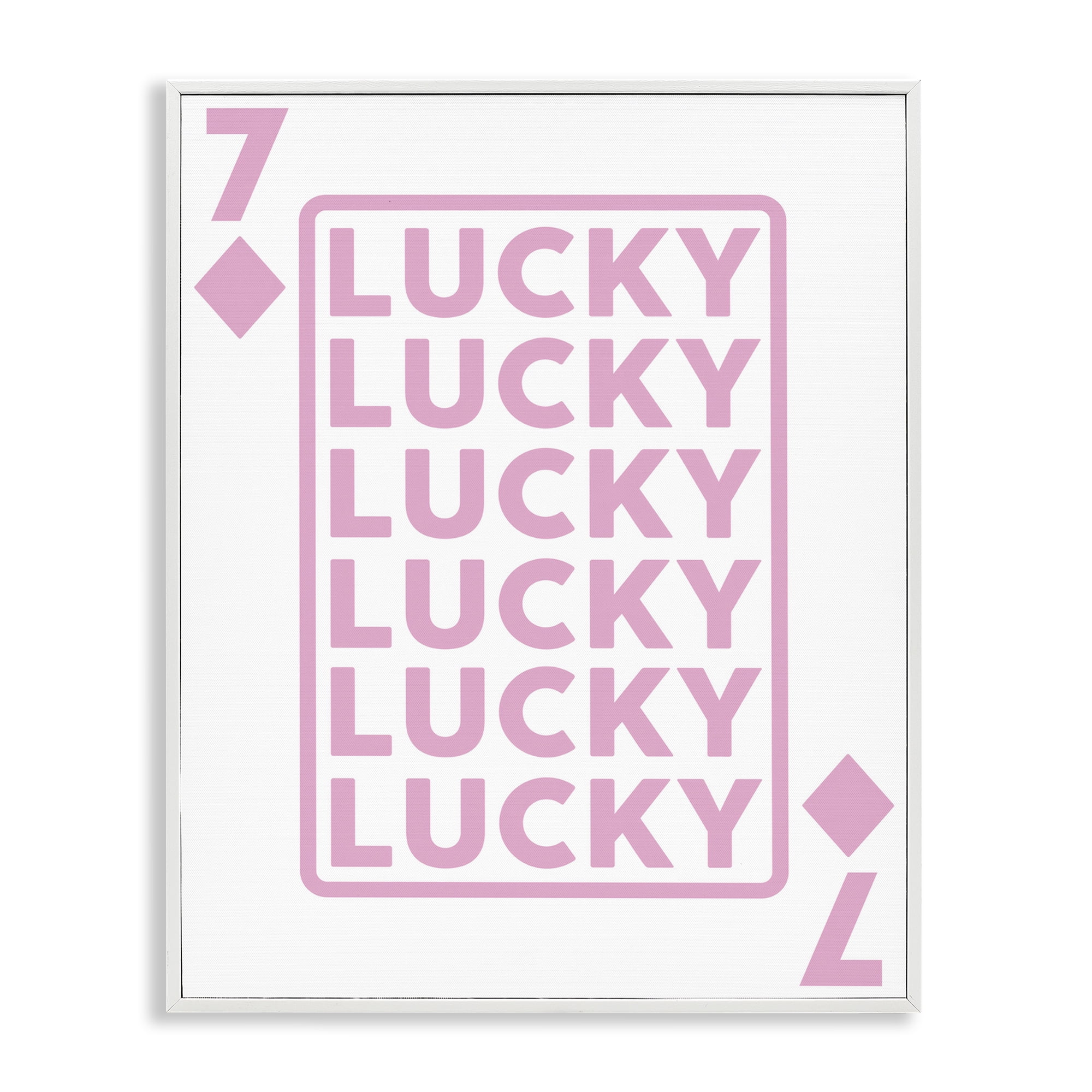 Stupell Industries Lucky Seven of Diamonds Entertainment Painting White Framed Art Print Wall Art, 16 x 20