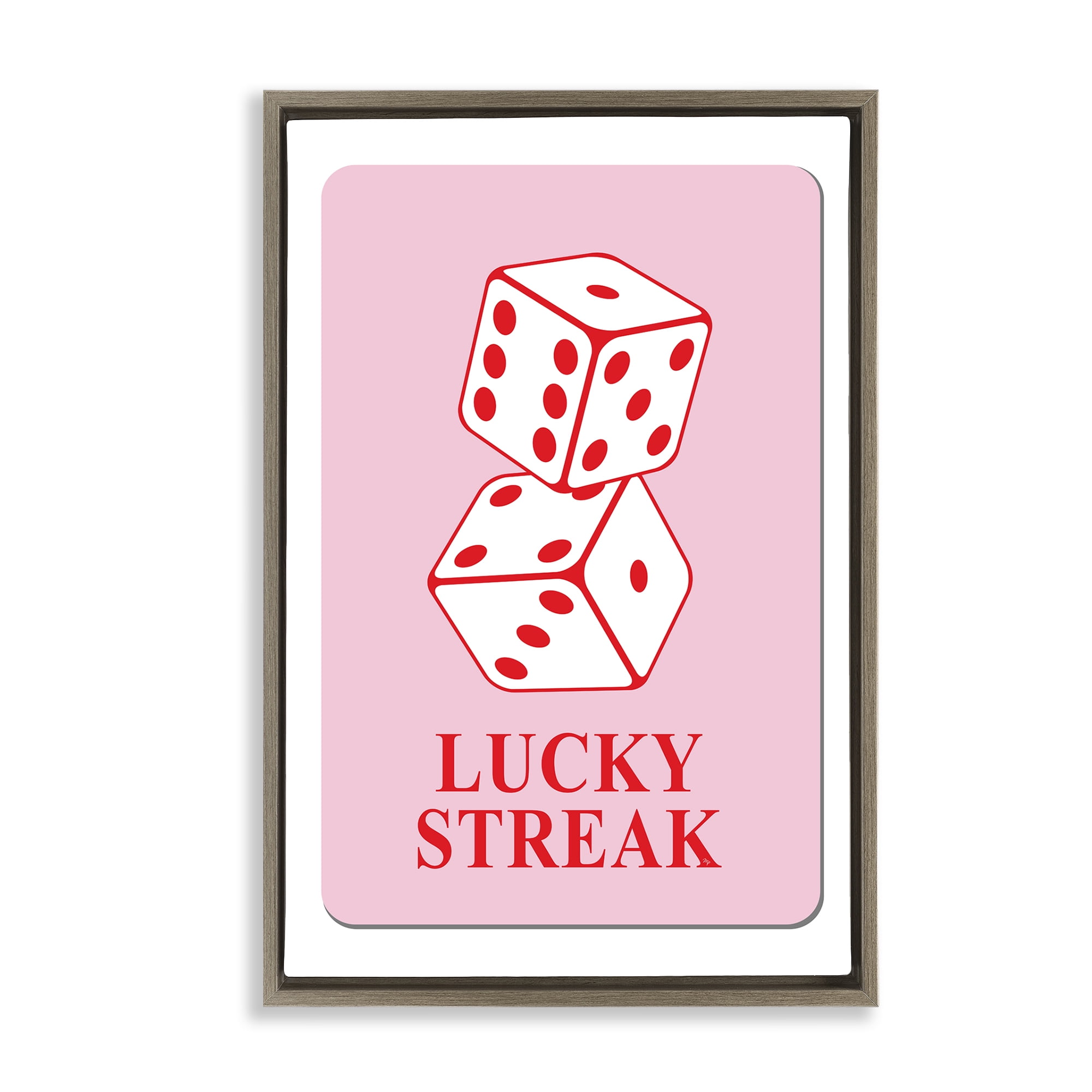Stupell Industries Lucky Streak Dice Entertainment Painting Brown Floater Framed Canvas Art Print Wall Art, 17 x 25