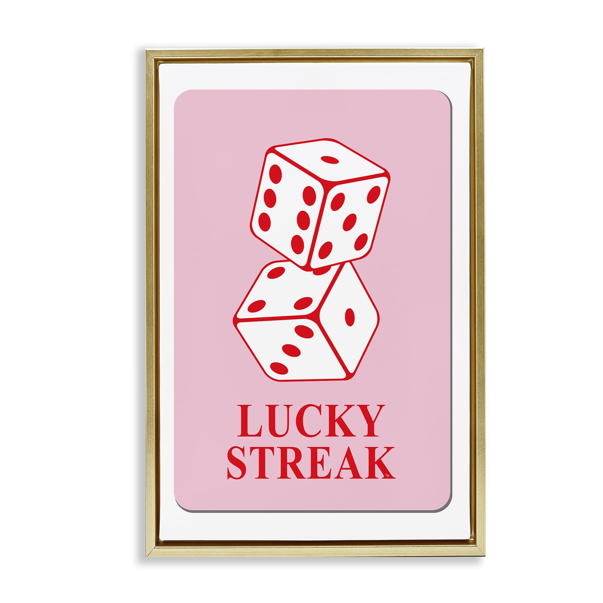 Stupell Industries Lucky Streak Dice Entertainment Painting Gold Floater Framed Canvas Art Print Wall Art, 21 x 31