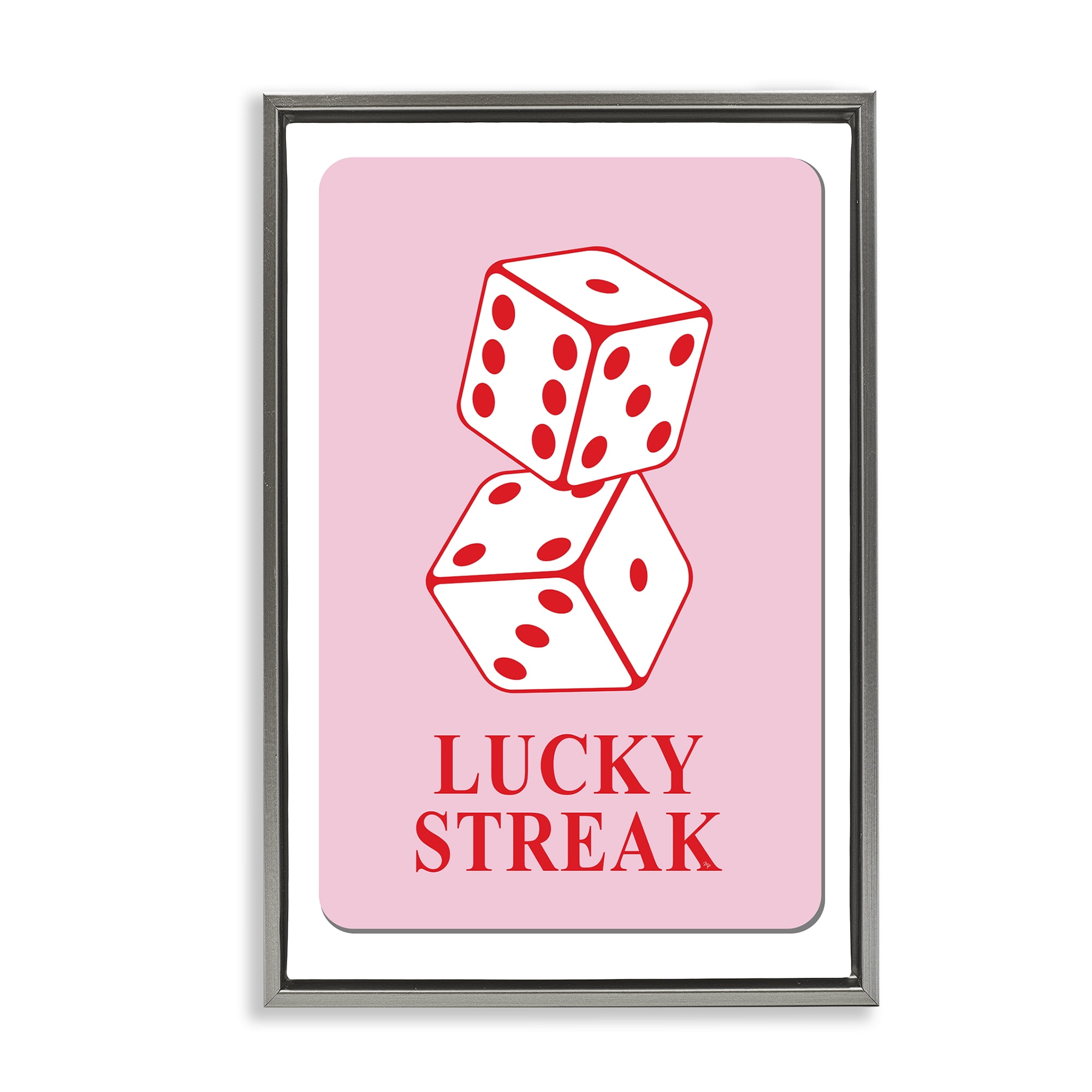 Stupell Industries Lucky Streak Dice Entertainment Painting Gray Floater Framed Canvas Art Print Wall Art, 21 x 31