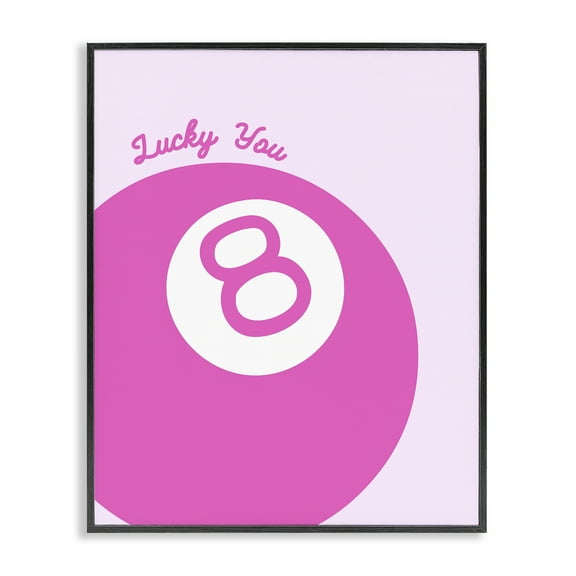 Stupell Industries Lucky You Eight Ball Text & Numbers Painting Black Framed Art Print Wall Art, 16 x 20