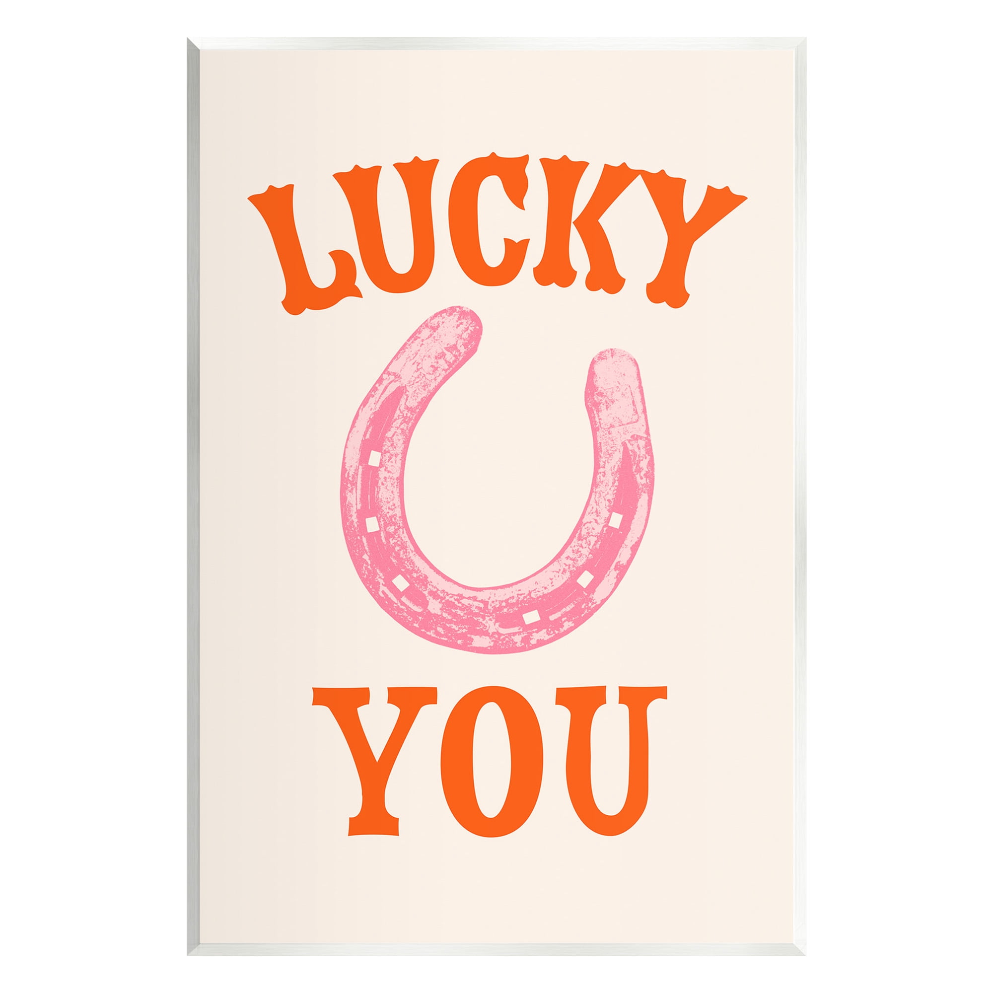 Stupell Industries Lucky You Horseshoe Typography Painting Unframed Art Print Wall Art, 13 x 19