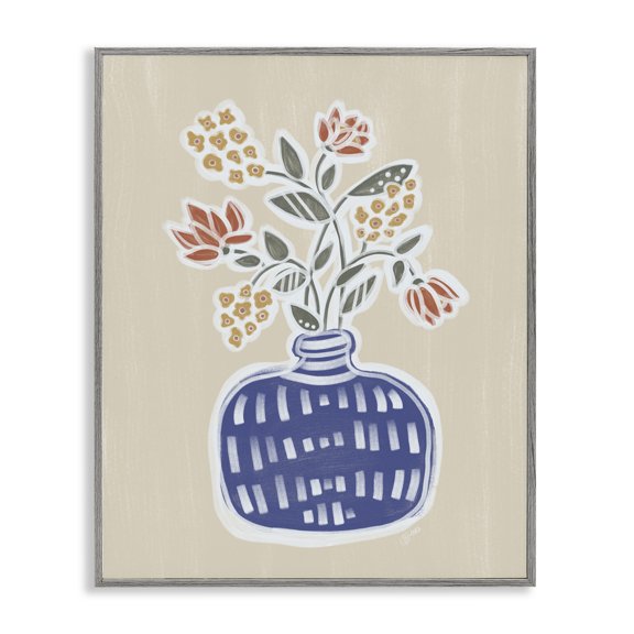 Stupell Industries Lucy Flower Bouquet Gray Framed Giclee Art design by Beki Marquardt, 30 x 24
