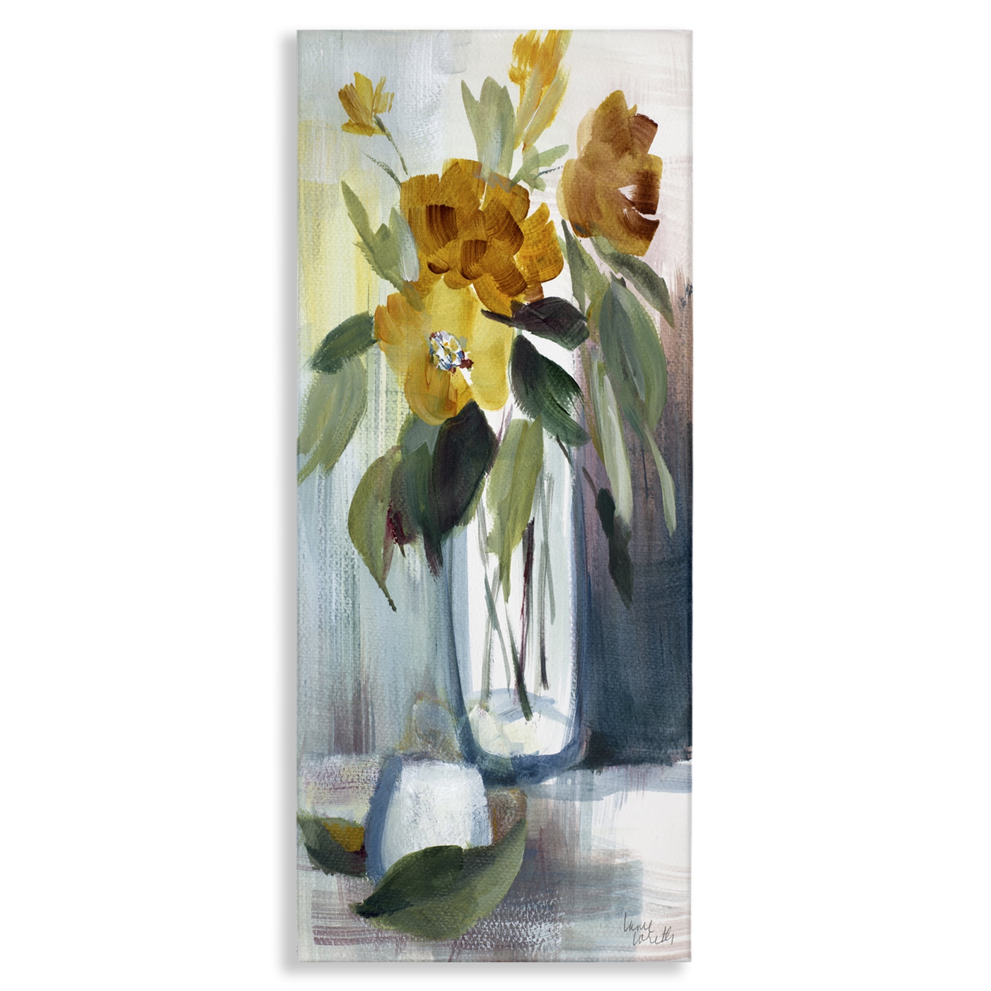 Stupell Industries Luminous Floral Bouquet Plants & Flowers Painting Wrapped Canvas Art Print Wall Art, 13 x 30