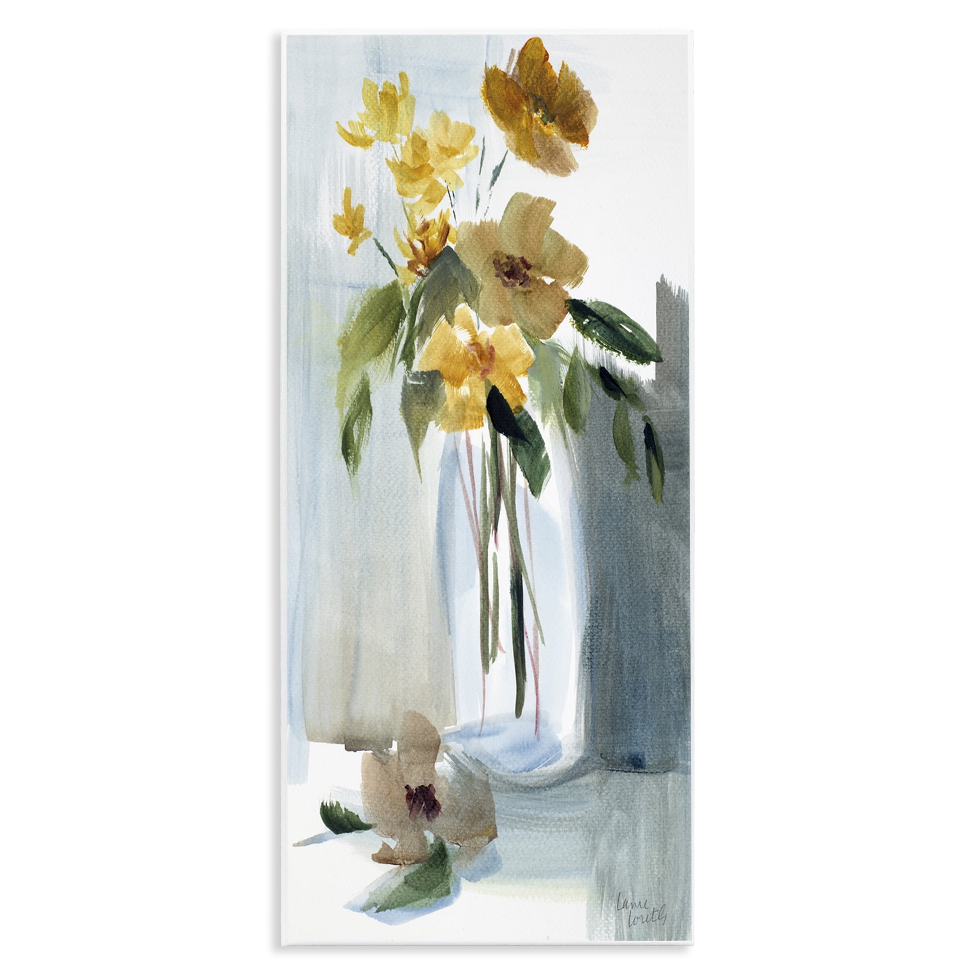 Stupell Industries Luminous Flower Vase Plants & Flowers Painting Unframed Art Print Wall Art, 7 x 17