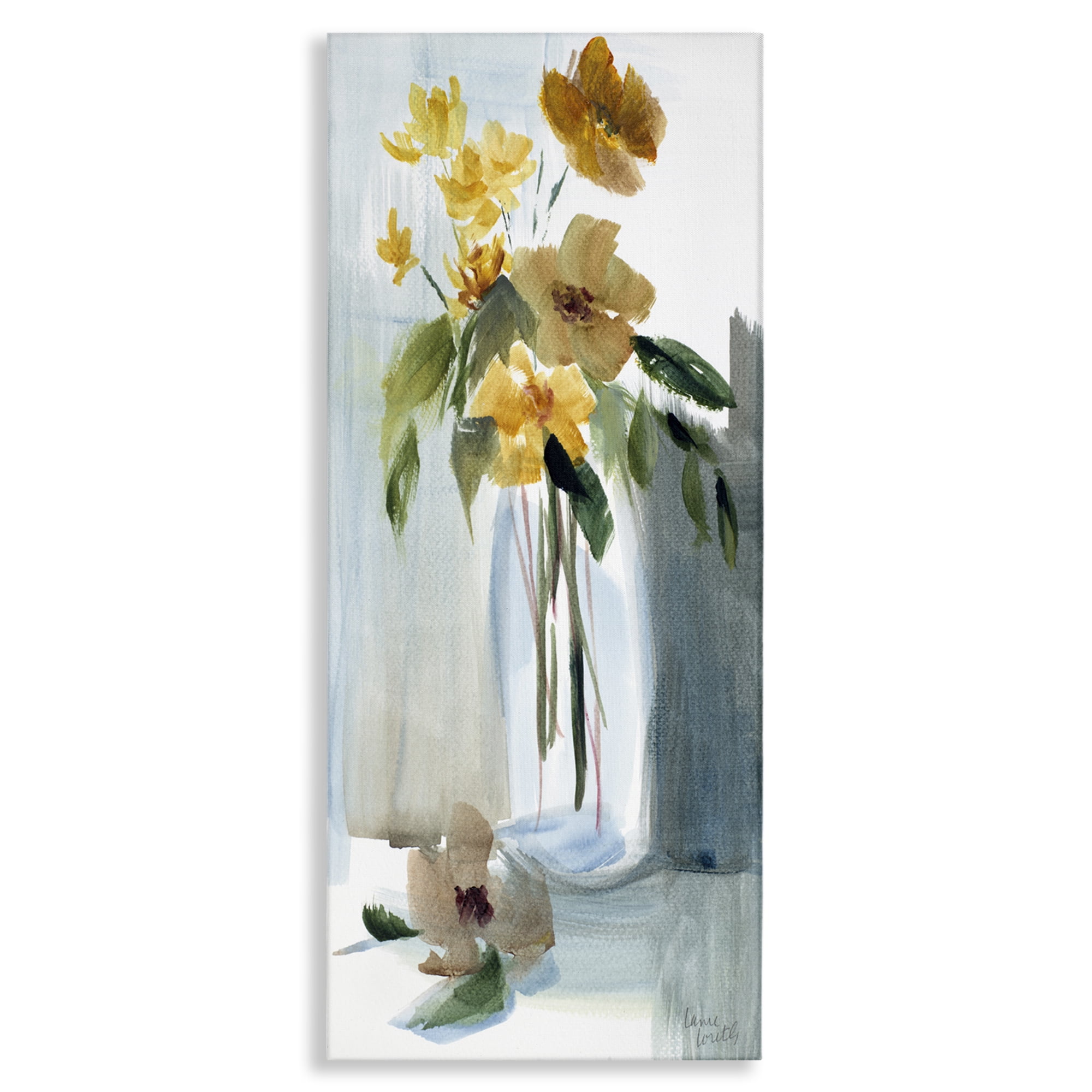 Stupell Industries Luminous Flower Vase Plants & Flowers Painting Wrapped Canvas Art Print Wall Art, 13 x 30