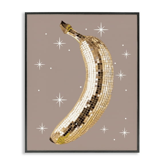 Stupell Industries Luminous Glam Banana Fashion Painting Black Framed Art Print Wall Art, 16 x 20