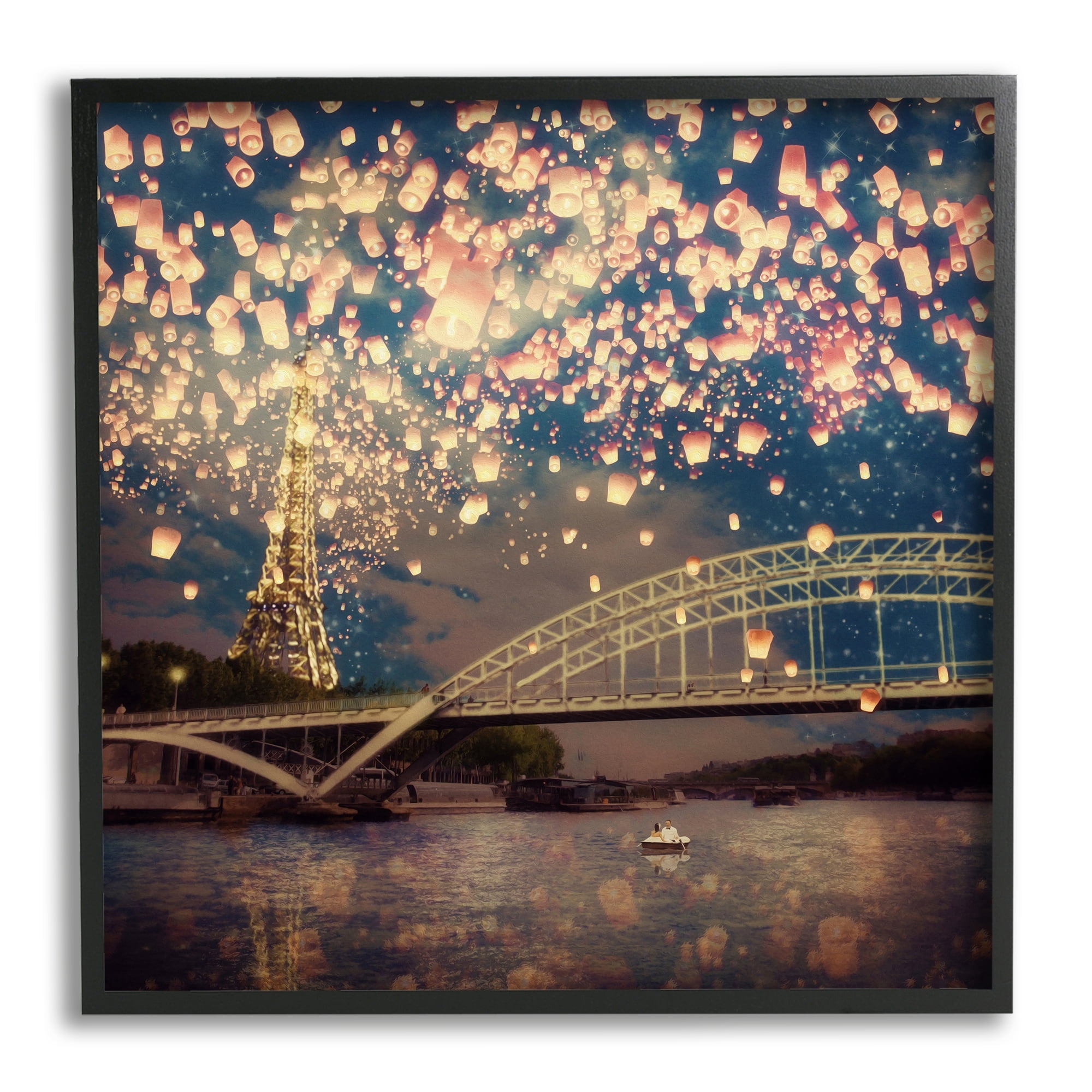 Luminous Lanterns Parisian City Skyline Modern Bridge Landscape Photograph Framed Art Print Wall Art