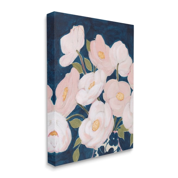 Stupell Industries Luminous Pink Floral Bouquet Over Deep Blue Black Framed, 11 x 14, Design by Grace Popp