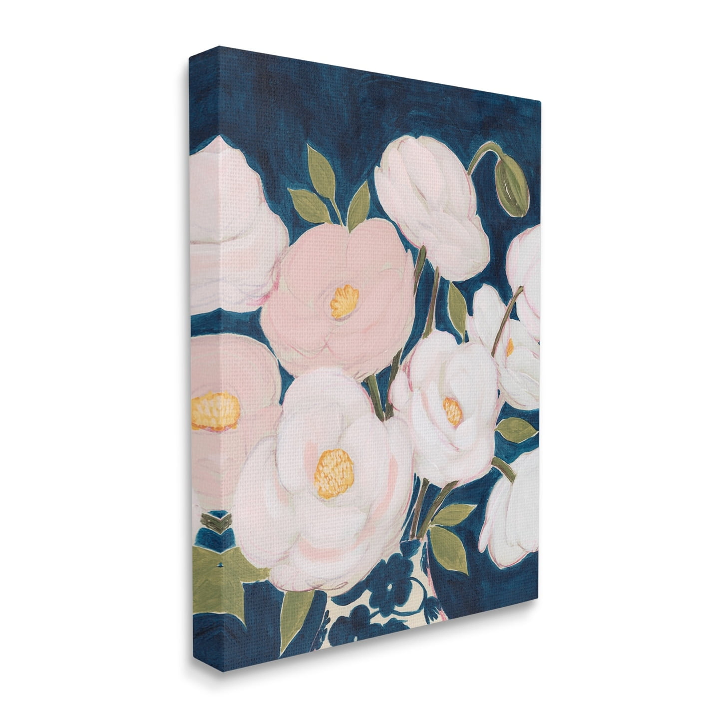 Stupell Industries Luminous Pink Floral Bouquet Over Deep Blue Canvas Wall Art, 36 x 48, Design by Grace Popp