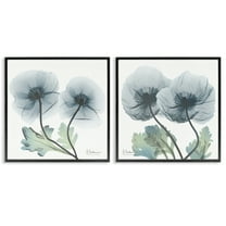Stupell Industries Luminous Sapphire Florals Floral Painting Black Framed Art Print Wall Art, 12 x 12, Set of 2