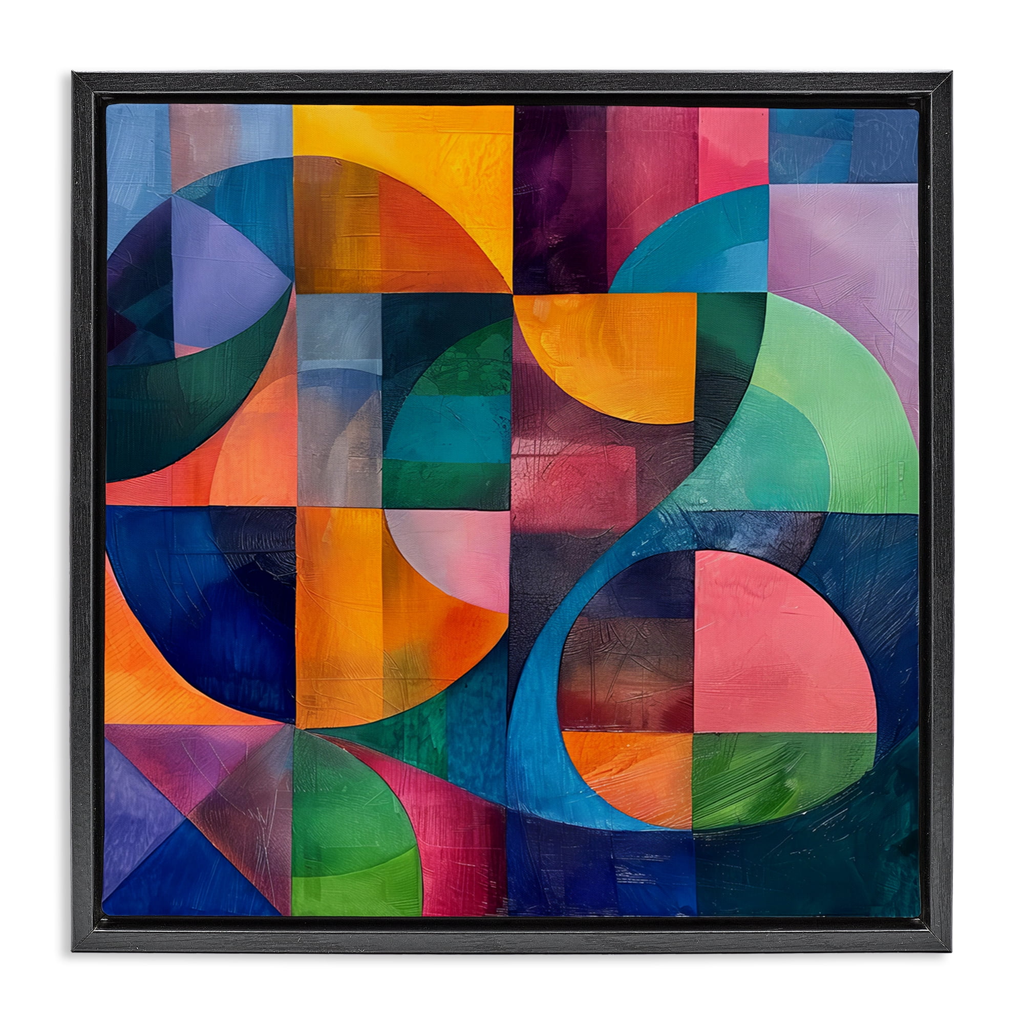 Stupell Industries Luminous Spectrum Shapes Abstract Painting Black Floater Framed Canvas Art Print Wall Art, 18 x 18