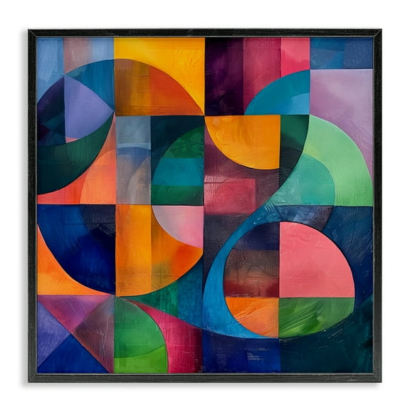 Stupell Industries Luminous Spectrum Shapes Abstract Painting Black Framed Art Print Wall Art, 12 x 12