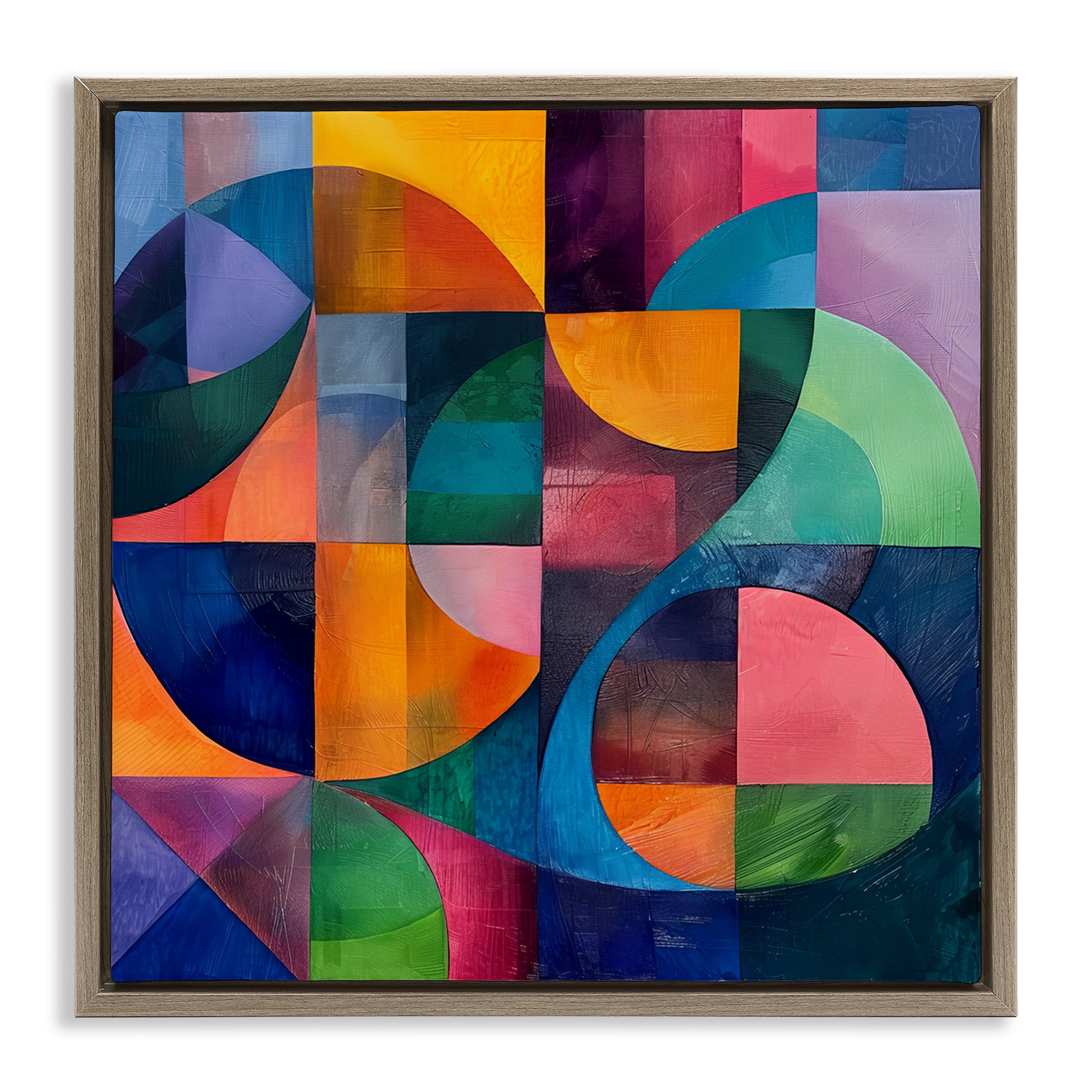 Stupell Industries Luminous Spectrum Shapes Abstract Painting Brown Floater Framed Canvas Art Print Wall Art, 18 x 18